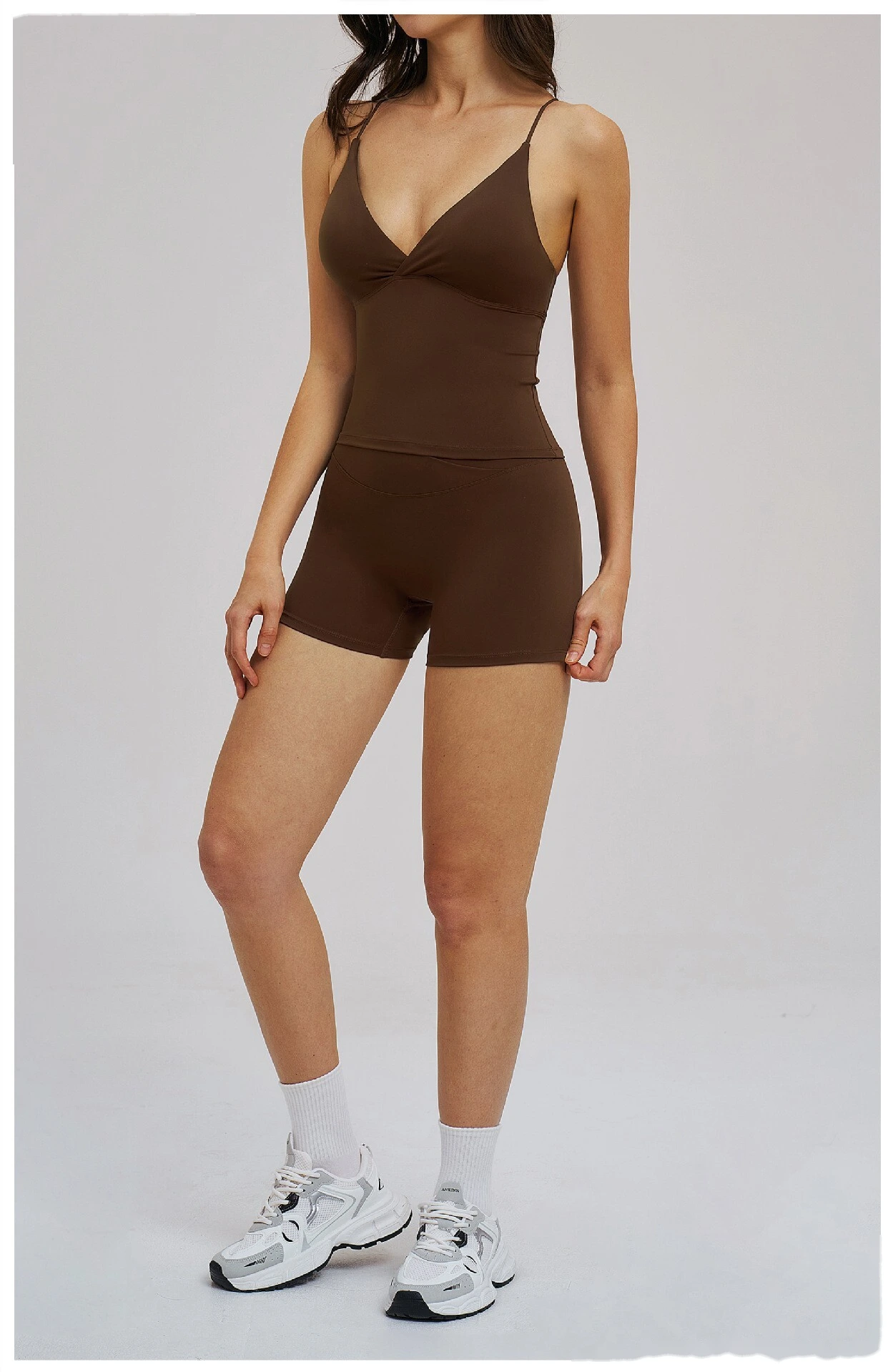 Custom Cross Waist Yoga Shorts - Women's Fleece Lined Tight High-Waisted Gym Running Outdoor Sports Shorts detail