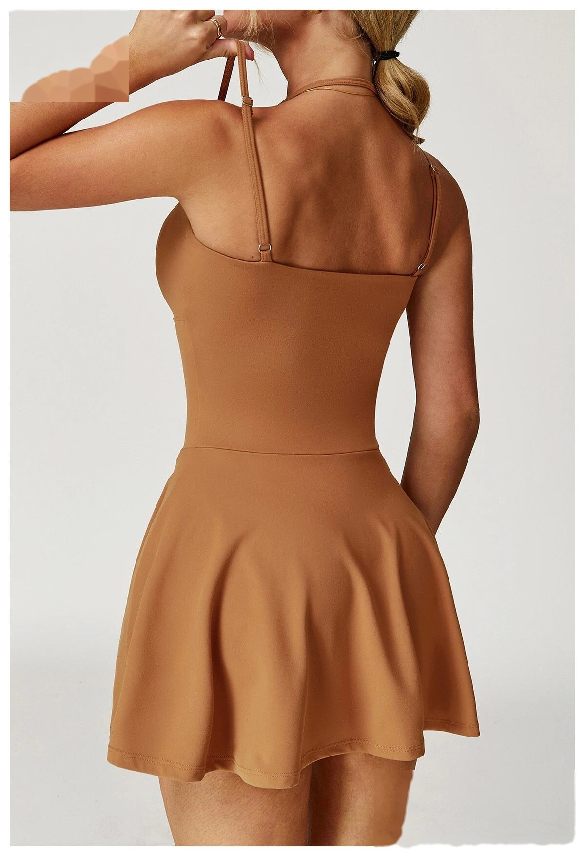 Custom suspender dress female pocket bottoming anti-exposure A-line skirt running tennis skirt detail