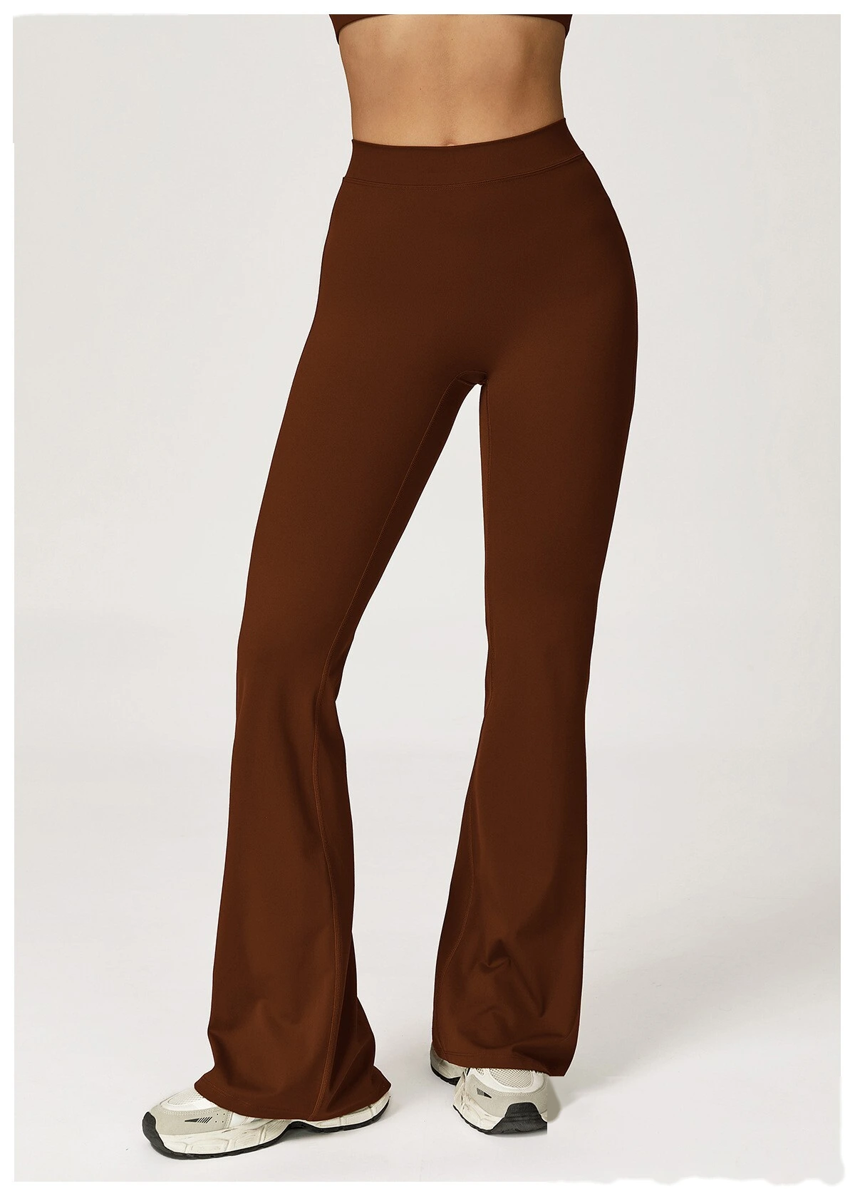 Customized European and American sports pants, high waist, tight body, wide legs and slim trumpet fitness pants. detail
