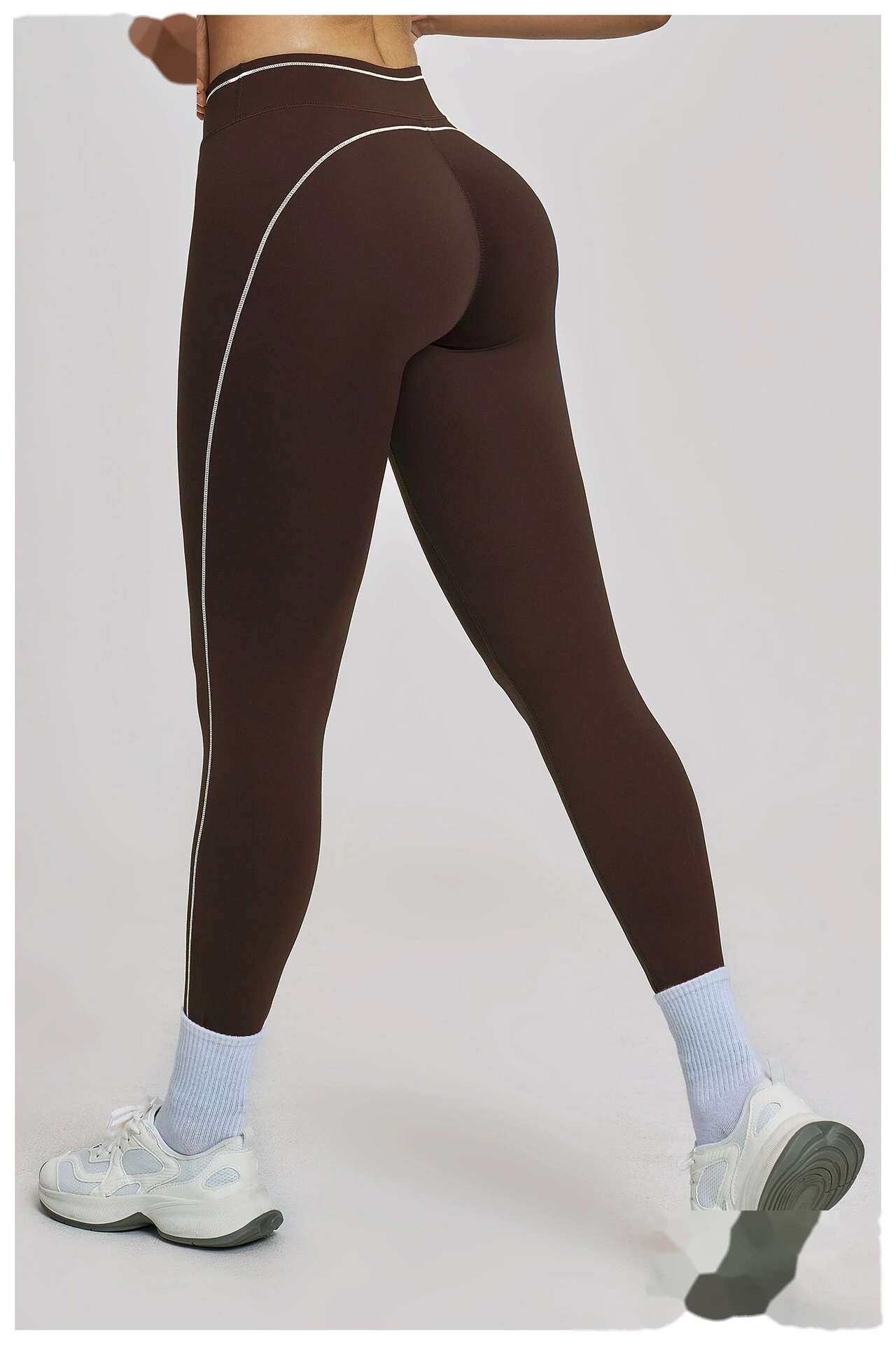 Custom Women’s High Waist Color Block Fitness Leggings Quick Dry Slim Workout Pants Running Sports Trousers detail