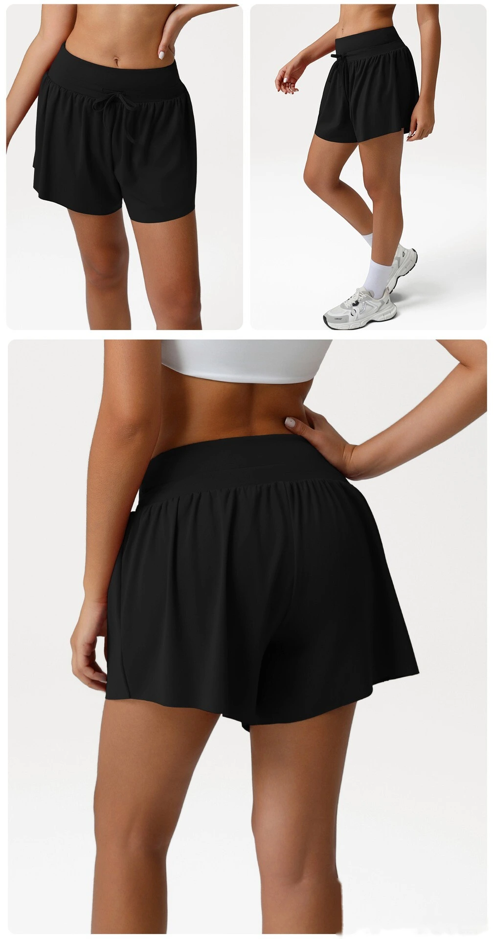 Customized loose nude shorts, high waist and abdomen, leisure yoga pants and anti-exposure fitness shorts - allni detail