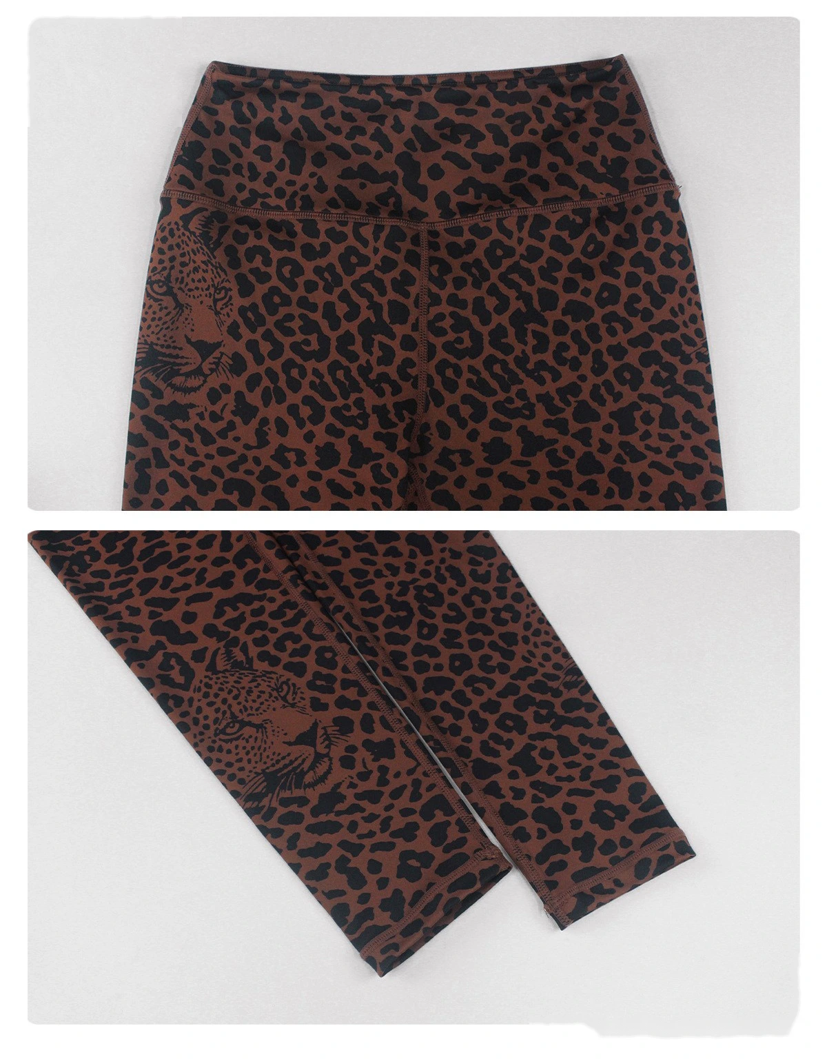 Bulk Custom Leopard Activewear Set - High-Waisted Tummy Control Yoga Pants & Workout Top detail