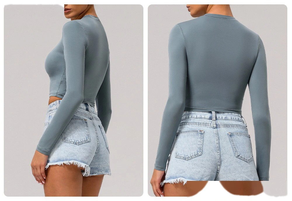 Custom slim sports T-shirt long-sleeved yoga clothes autumn and winter running sports casual long-sleeved T-shirt detail
