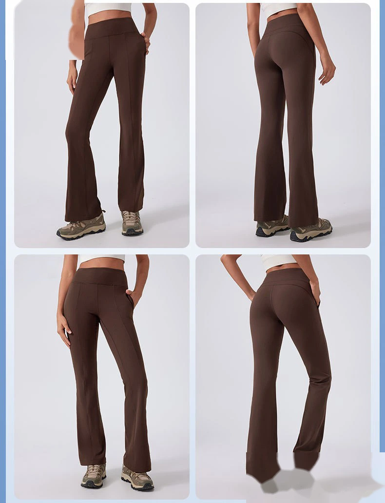 Custom-made women's high-waist hip-lifting wide-leg bell-bottoms exercise fitness yoga pants without embarrassment. detail