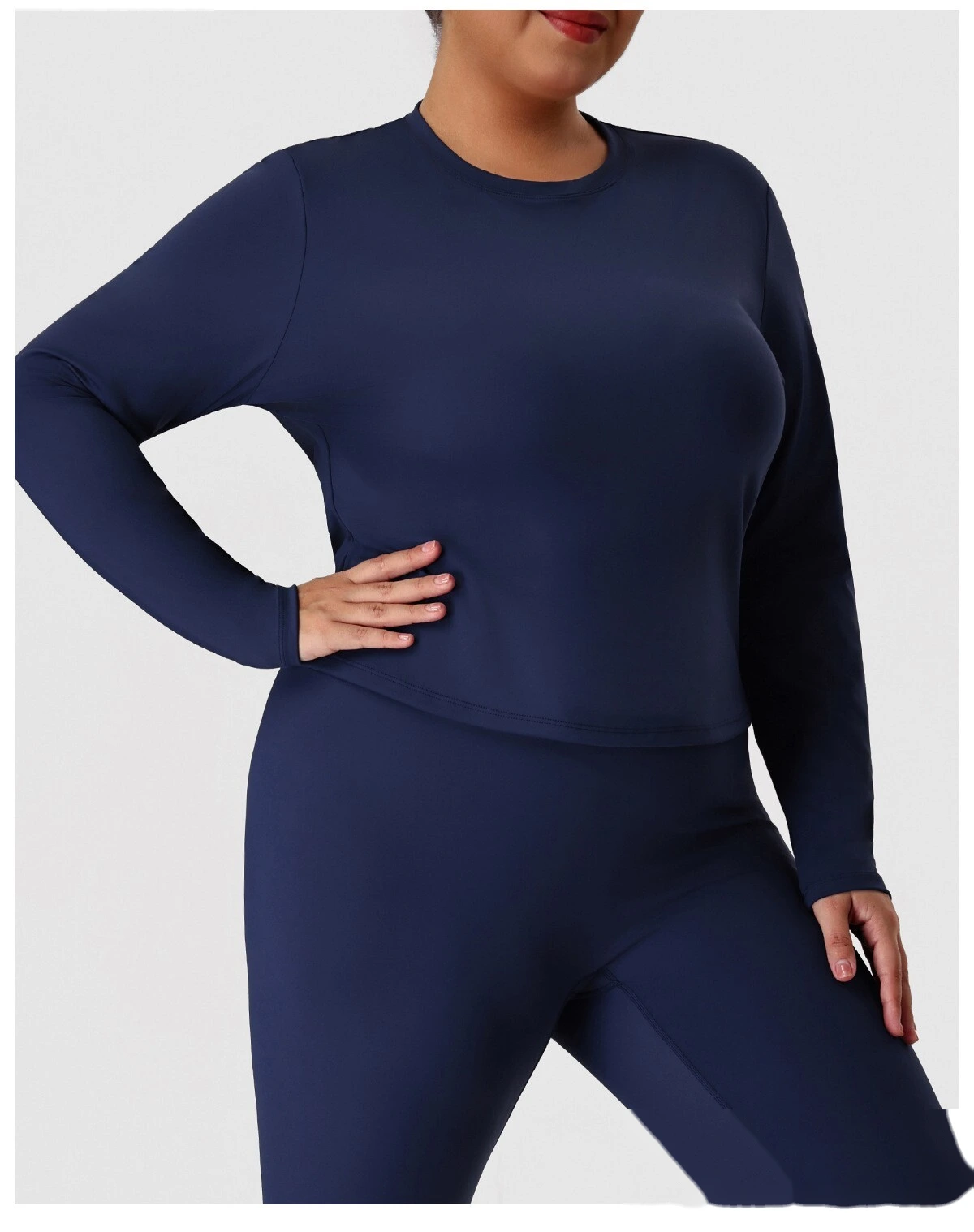 Custom Plus Size Sports Long Sleeve for Women - Euro-American Slim-Fit Yoga Fitness Top, Running Activewear T-Shirt detail