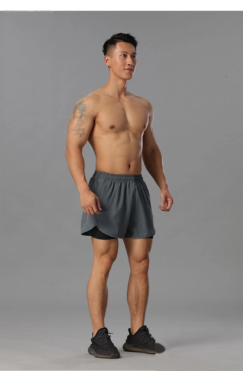 Sports 2 in 1 marathon training running quick dry loose athletic shorts detail
