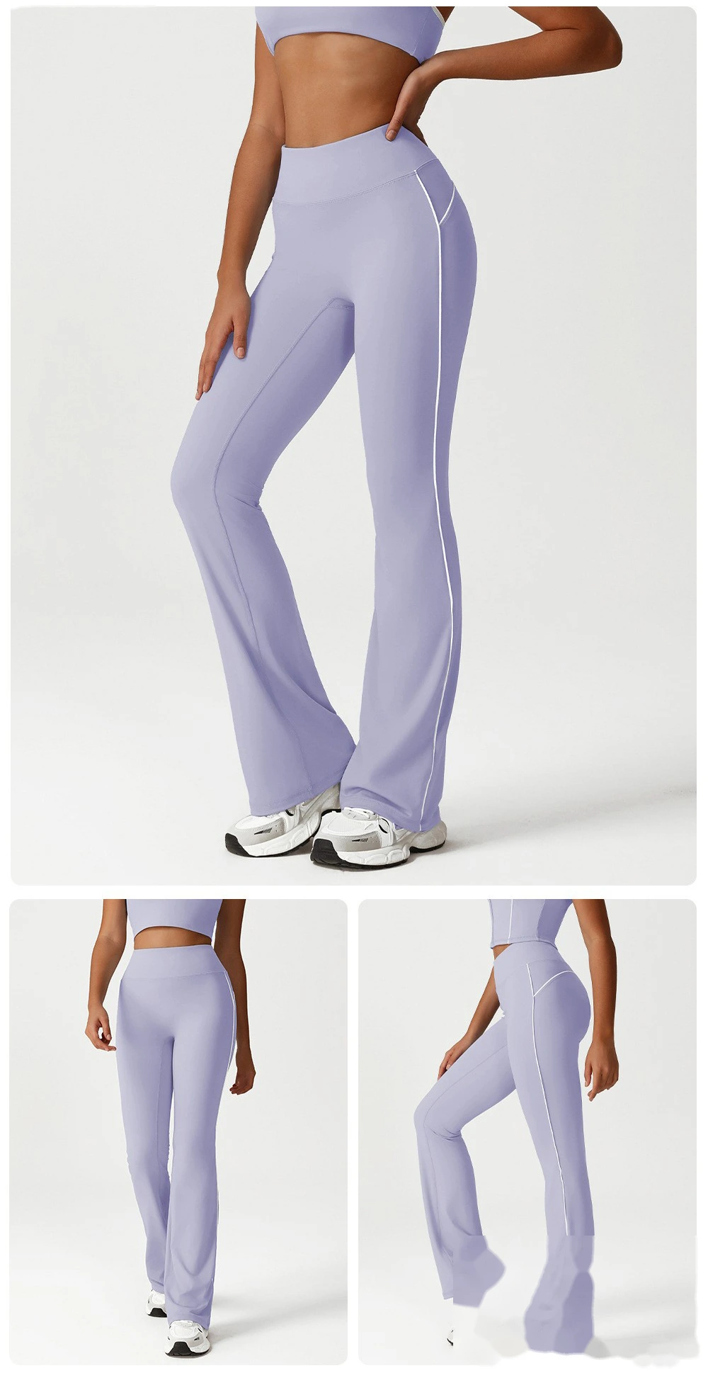 Custom micro-La leisure yoga pants women's new contrast running pants dance training fitness wide-leg pants detail