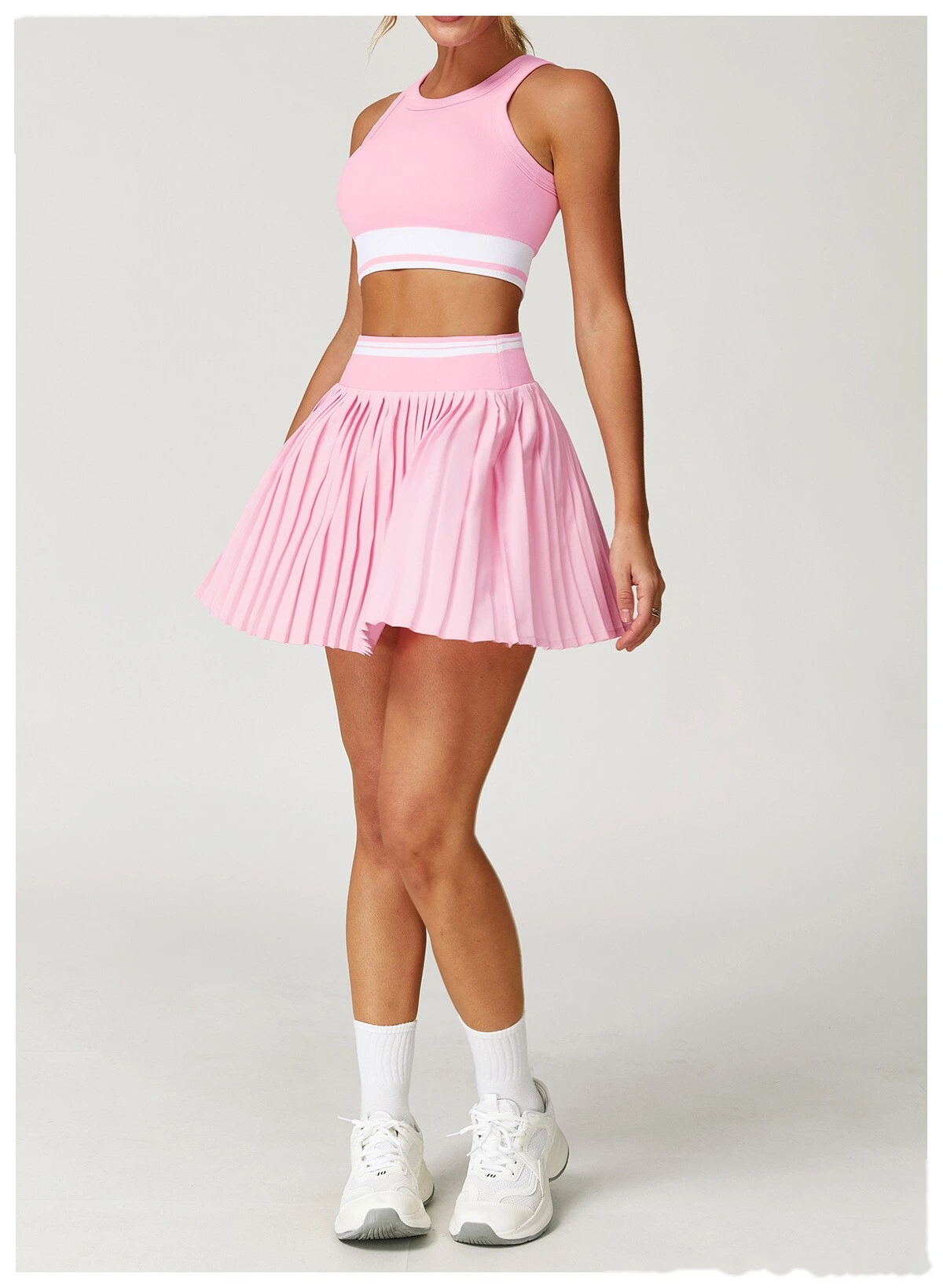 Customized contrast pleated skirt high waist A-shaped fitness skirt anti-exposure tennis skirt detail