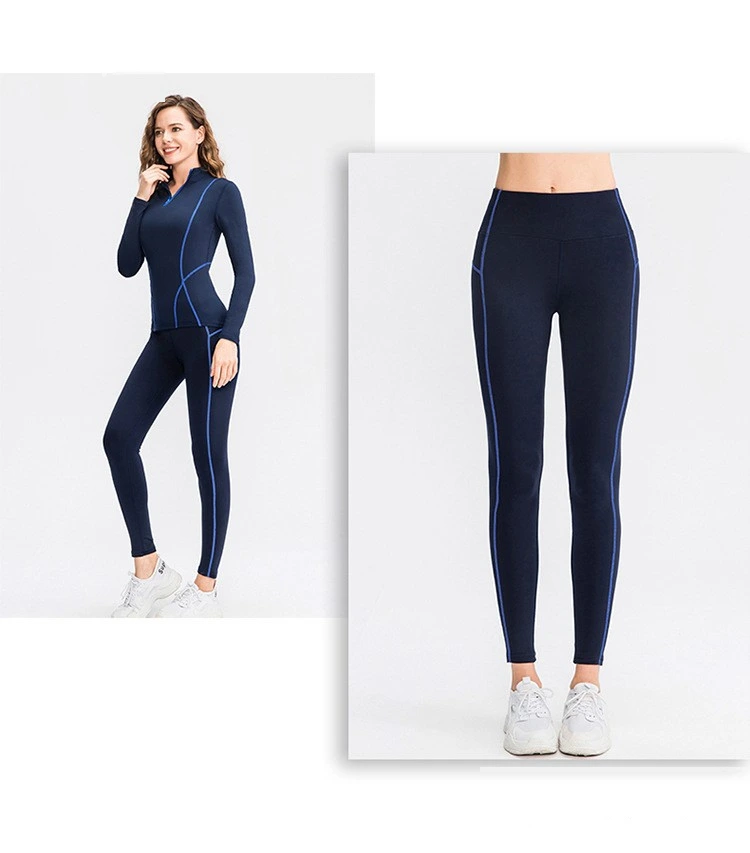 Customized autumn and winter ladies plus velvet sports pants running yoga fitness pants high waist tights detail