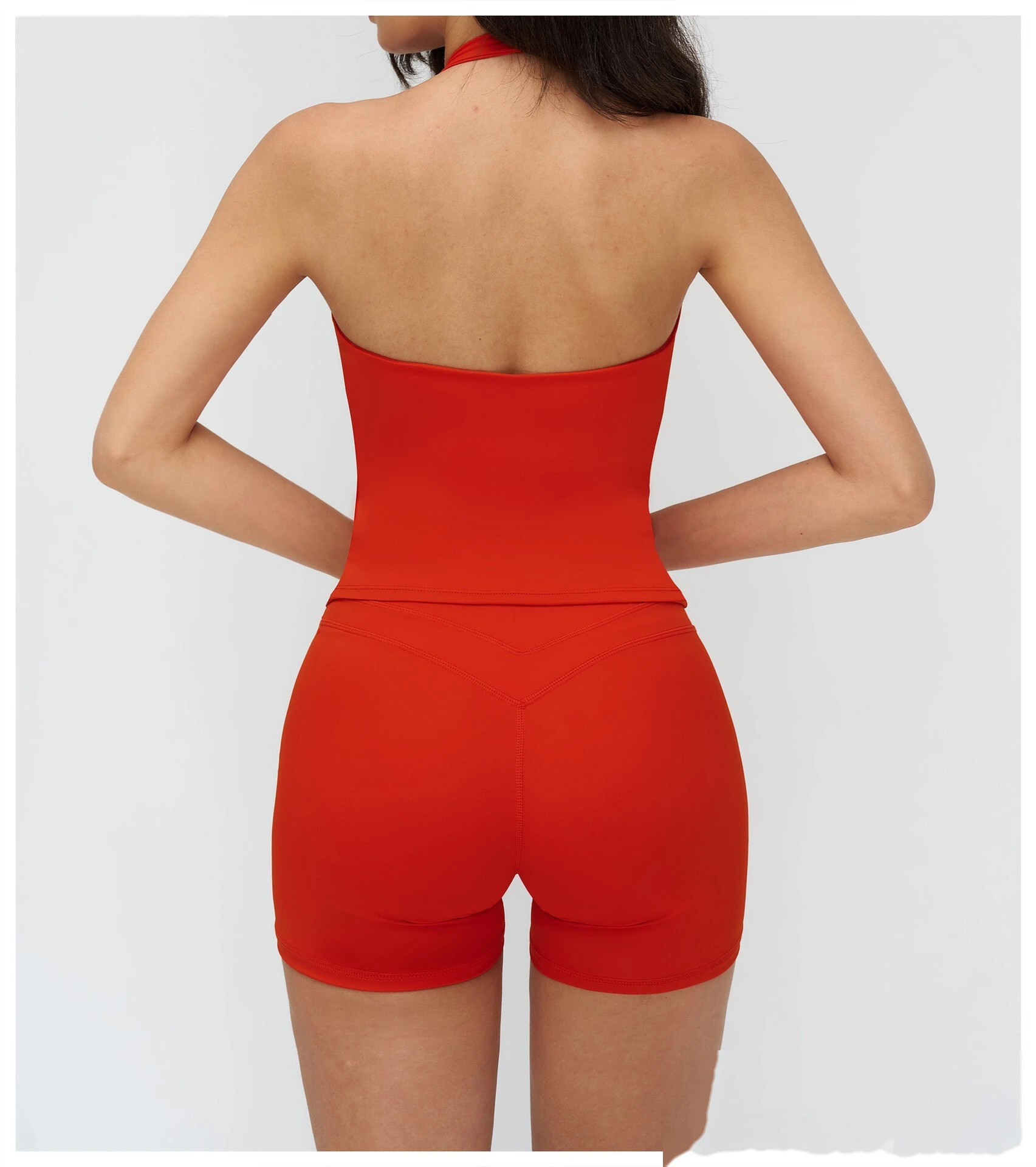 Custom V-Neck Halter Yoga Tank Top - Slim Fit Open Back Sports Bra for Running detail