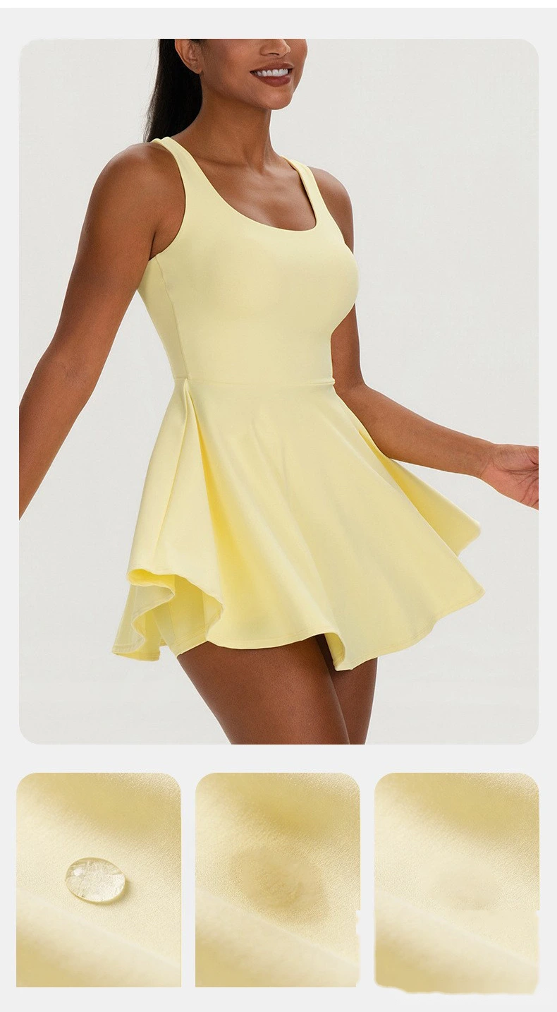Custom Women's Tennis Sports Dress with Built-in Bra, One Piece Short Dress for Fitness Running Yoga Outdoor Activity detail