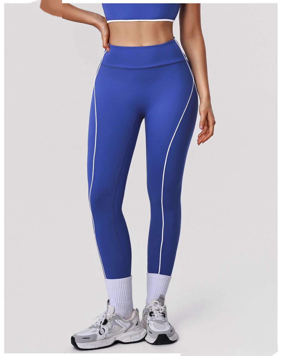 Custom Color Block Nude Feel Yoga Set - Women's High-Waisted High-Stretch Leggings for Gym Running Fitness detail