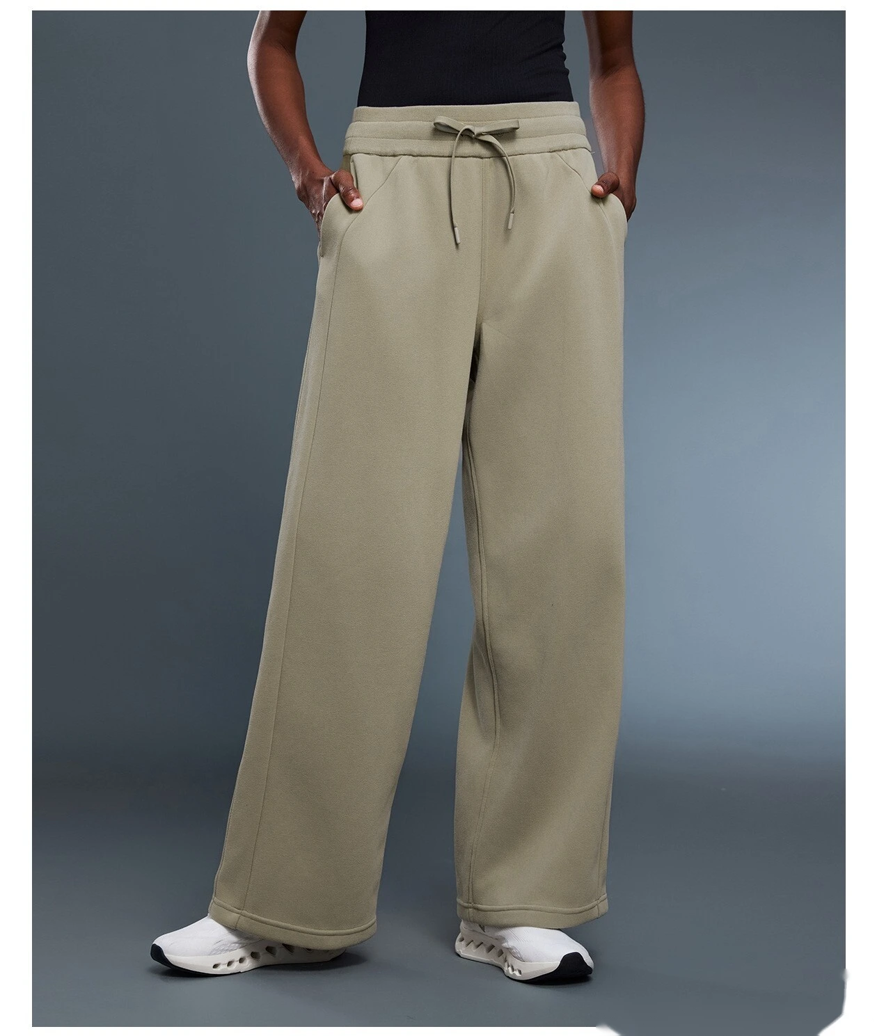 Customized autumn and winter plus velvet thick straight wide-leg pants loose warm sports pants detail