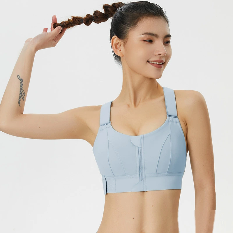 Womens zip sports bras high strength adjustable workout gym bra detail
