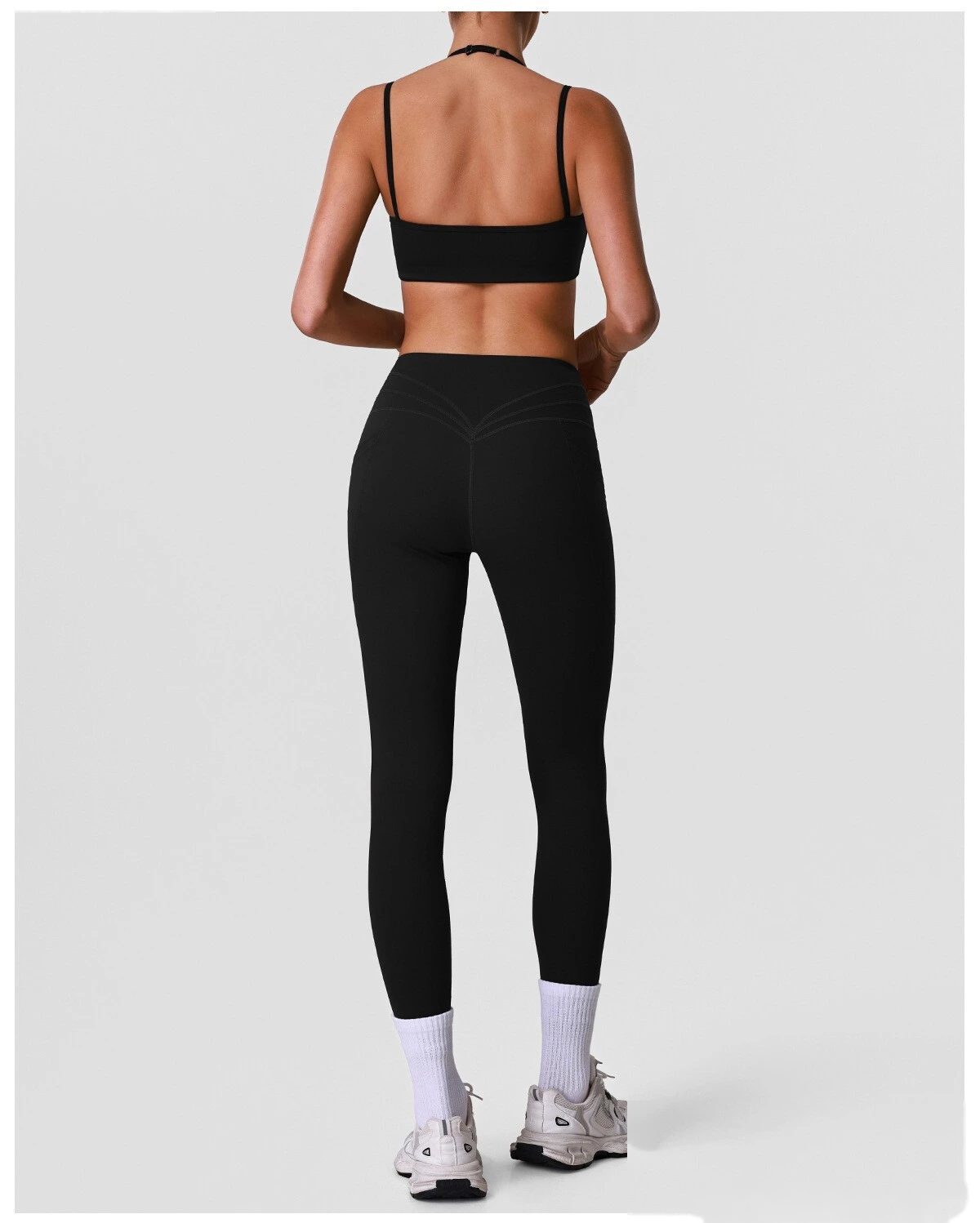 Custom Women’s Sexy Back Yoga Bra & High Stretch Tight Leggings Set Gym Activewear Suit detail