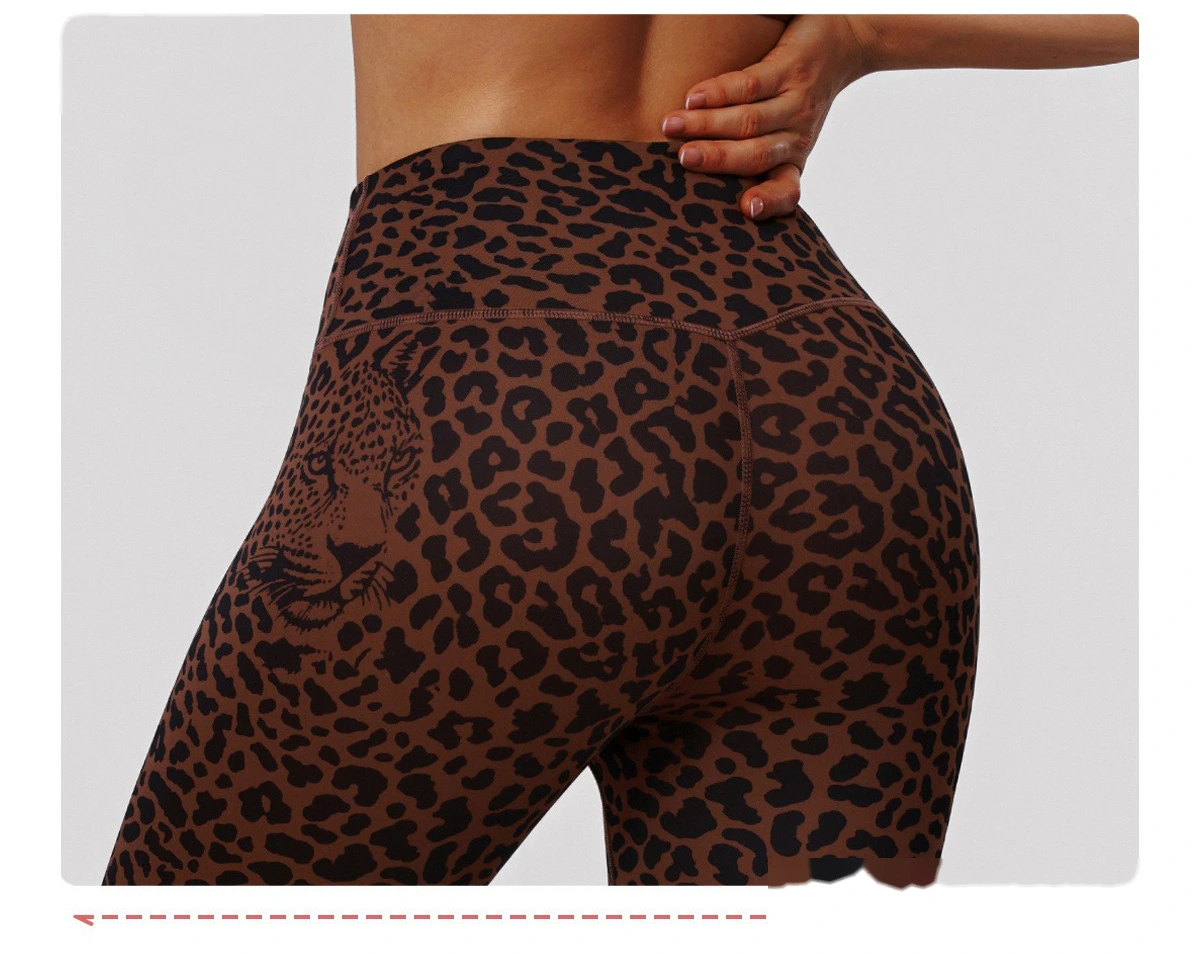 Bulk Custom Leopard Activewear Set - High-Waisted Tummy Control Yoga Pants & Workout Top detail