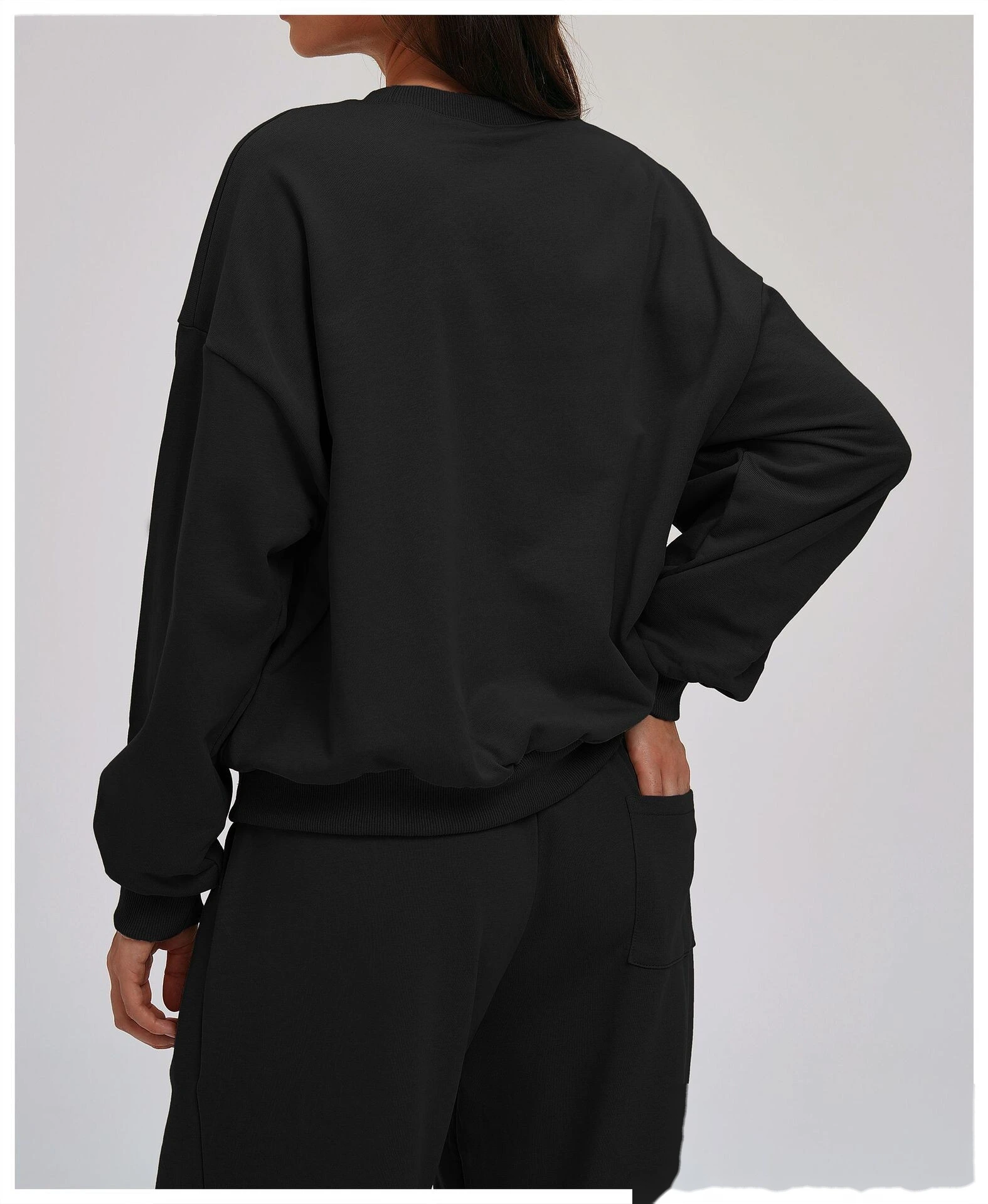 Bulk Custom Crew Neck Sweatshirts | Loose Fit Long Sleeve Casual Tops for Fall Winter Outdoor Running detail