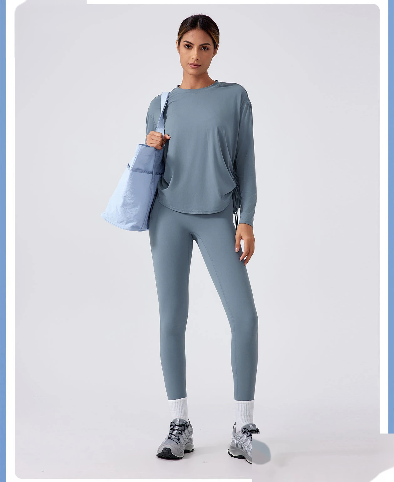 Custom-made high-waist, embarrassed-free yoga women workers' pocket running fitness pants detail