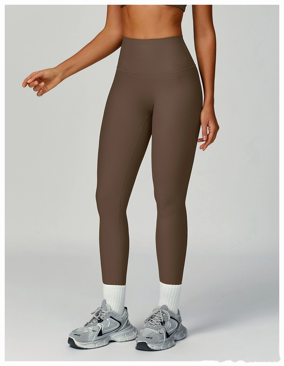 Threaded yoga pants, high waist, hips and slim tights, outdoor sports and running fitness clothes detail