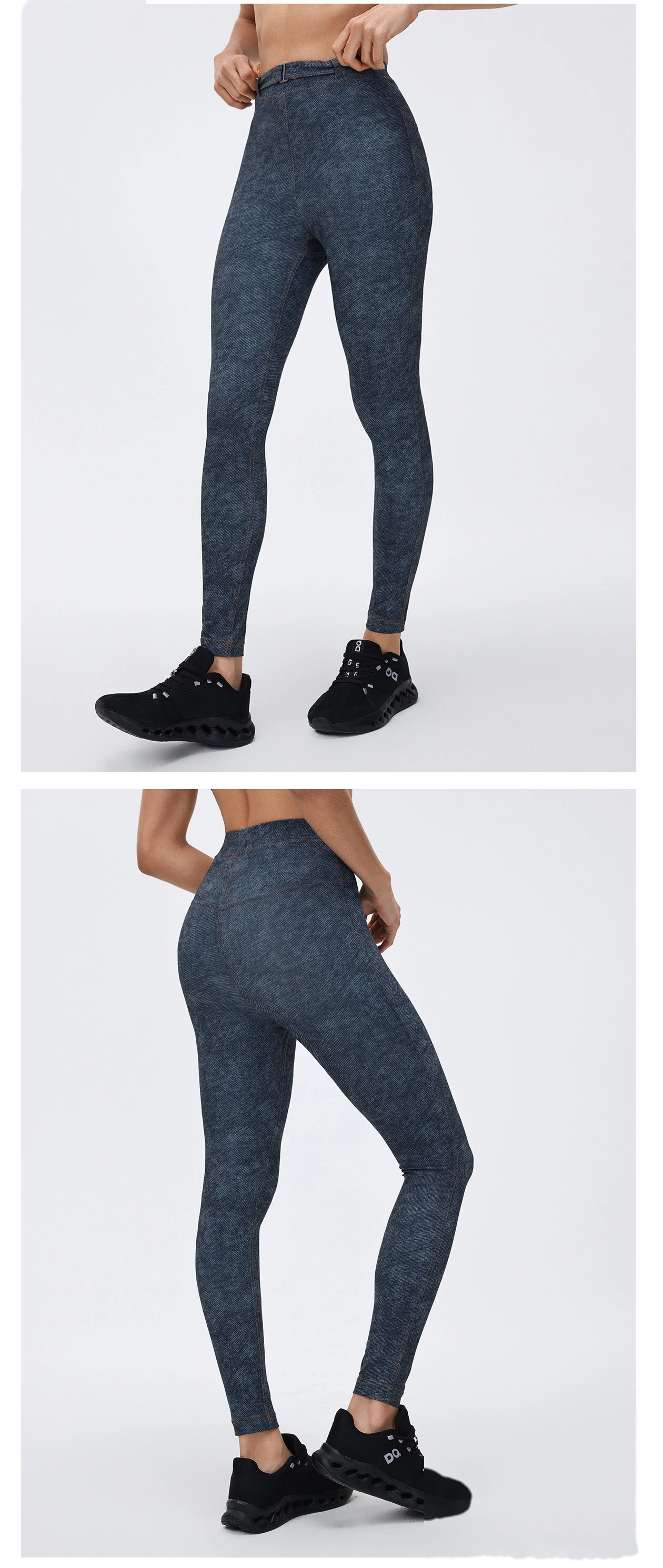 Custom Denim-Style Women's Plus Size Yoga Set - High-Waist Butt-Lifting Tight Running Fitness Pants detail