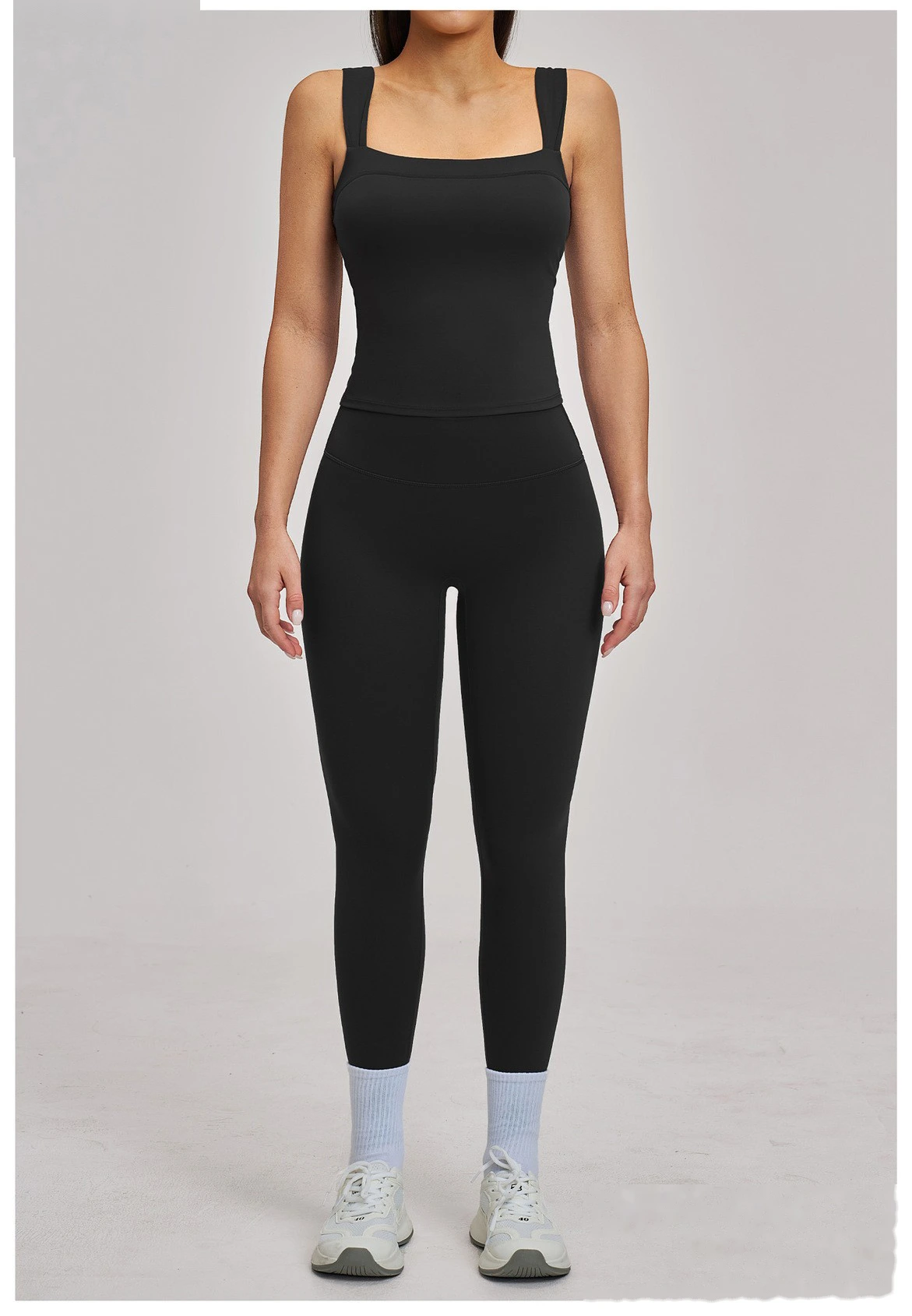 Women’s High Elastic Square Neck Yoga Outfit Beauty Back Sports Vest with Yoga Leggings Fitness Set detail
