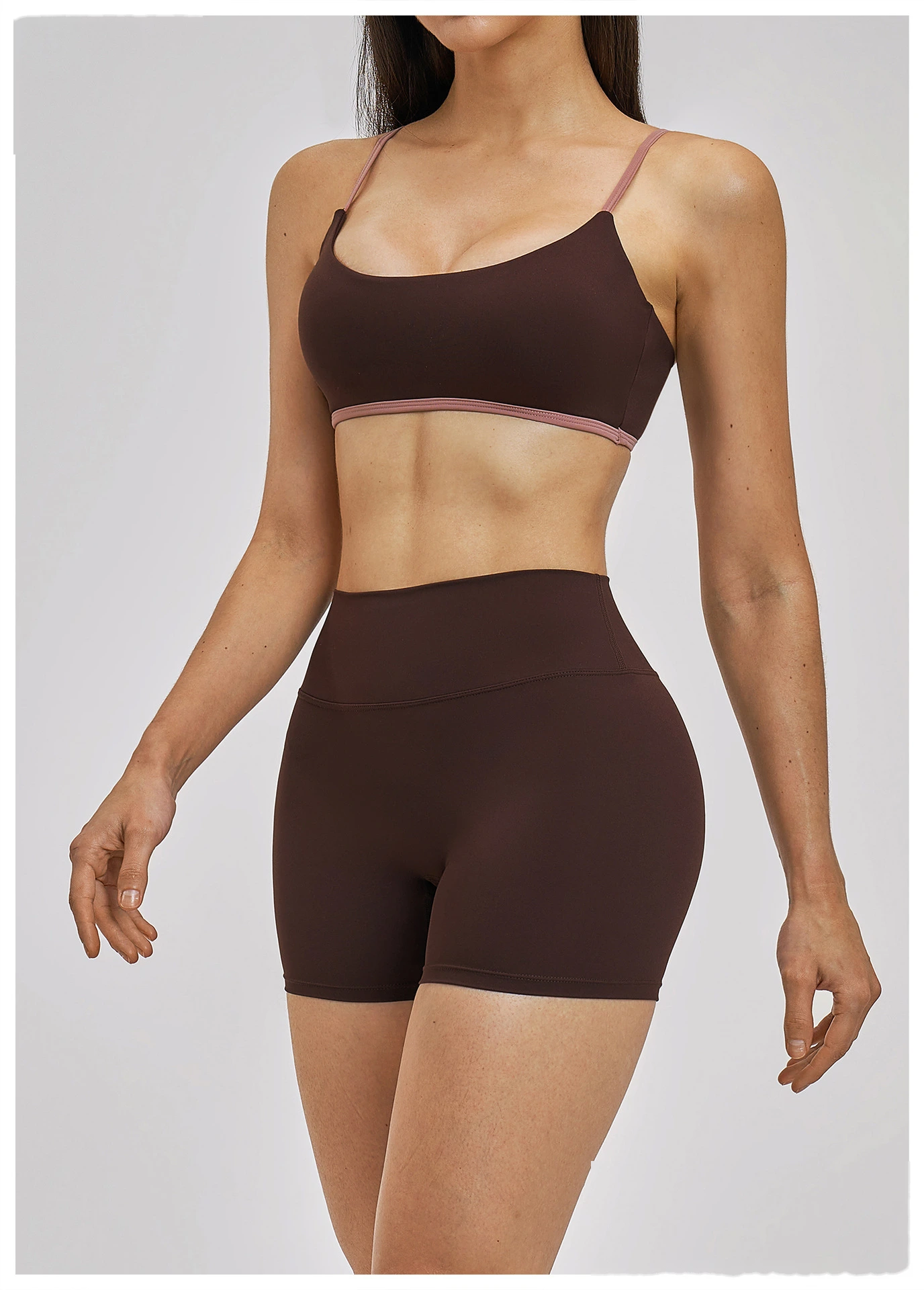 Custom Women’s Thin Shoulder Strap Beauty Back Sports Bra Fake Two Piece Tennis Skort Yoga Fitness Set detail