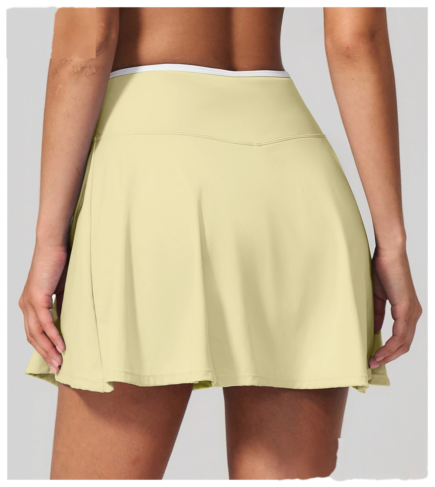 Women Pleated Sports Skort, Naked Feel Anti-Exposure Tennis Skirt for Yoga Fitness Daily Wear detail