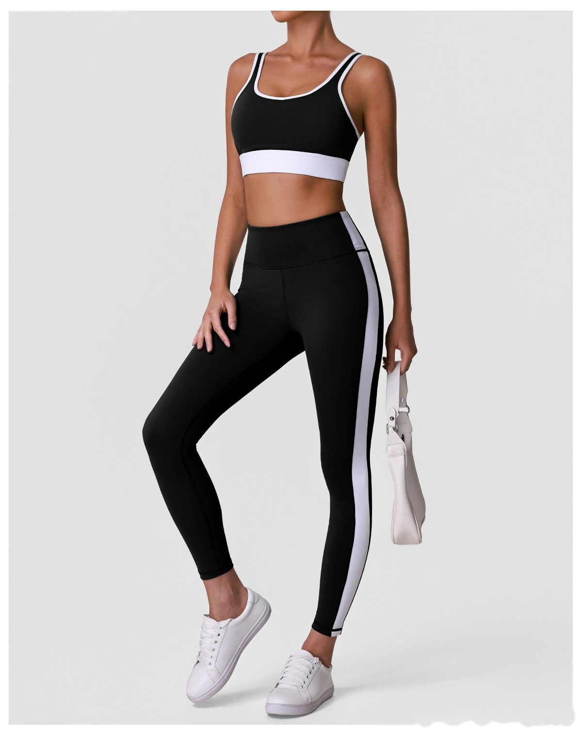 Women’s Custom Color Block Running Pants High Waist Tummy Control Butt Lifting Yoga Fitness Leggings detail