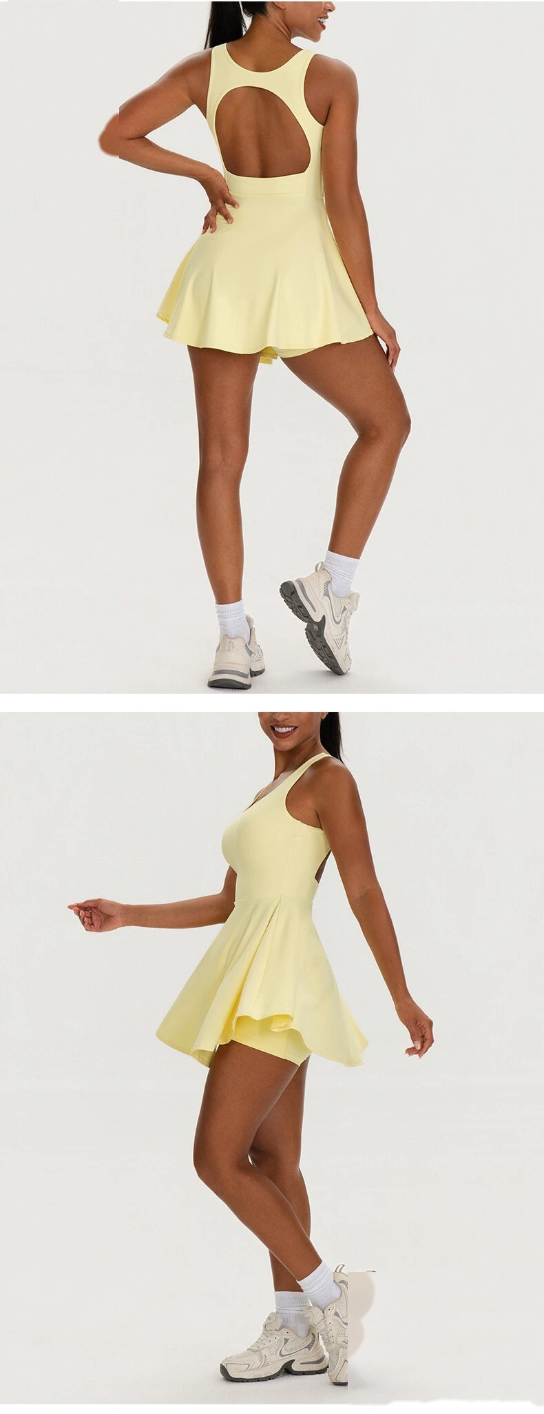 Custom Women's Tennis Sports Dress with Built-in Bra, One Piece Short Dress for Fitness Running Yoga Outdoor Activity detail