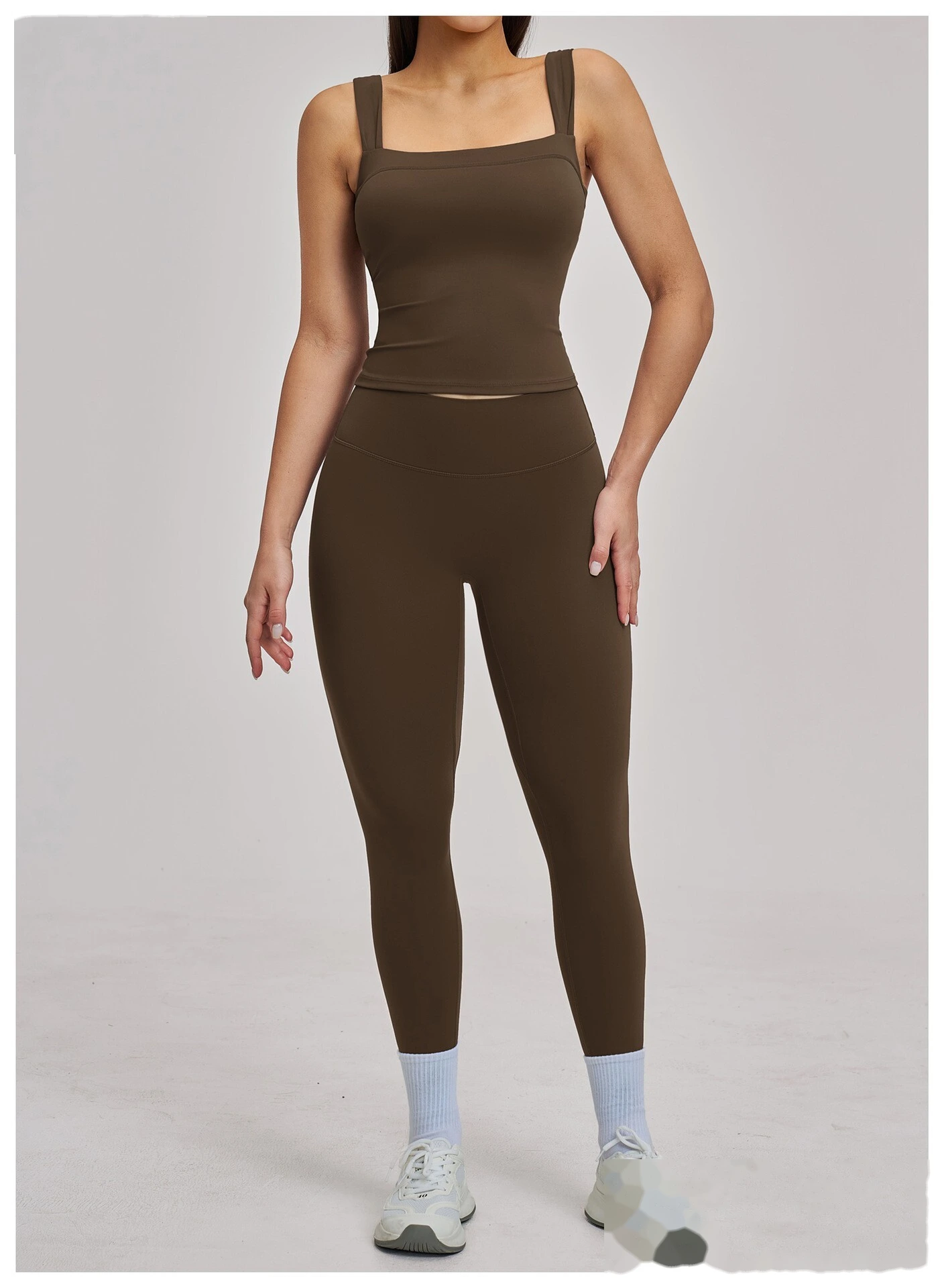 Women’s High Elastic Square Neck Yoga Outfit Beauty Back Sports Vest with Yoga Leggings Fitness Set detail