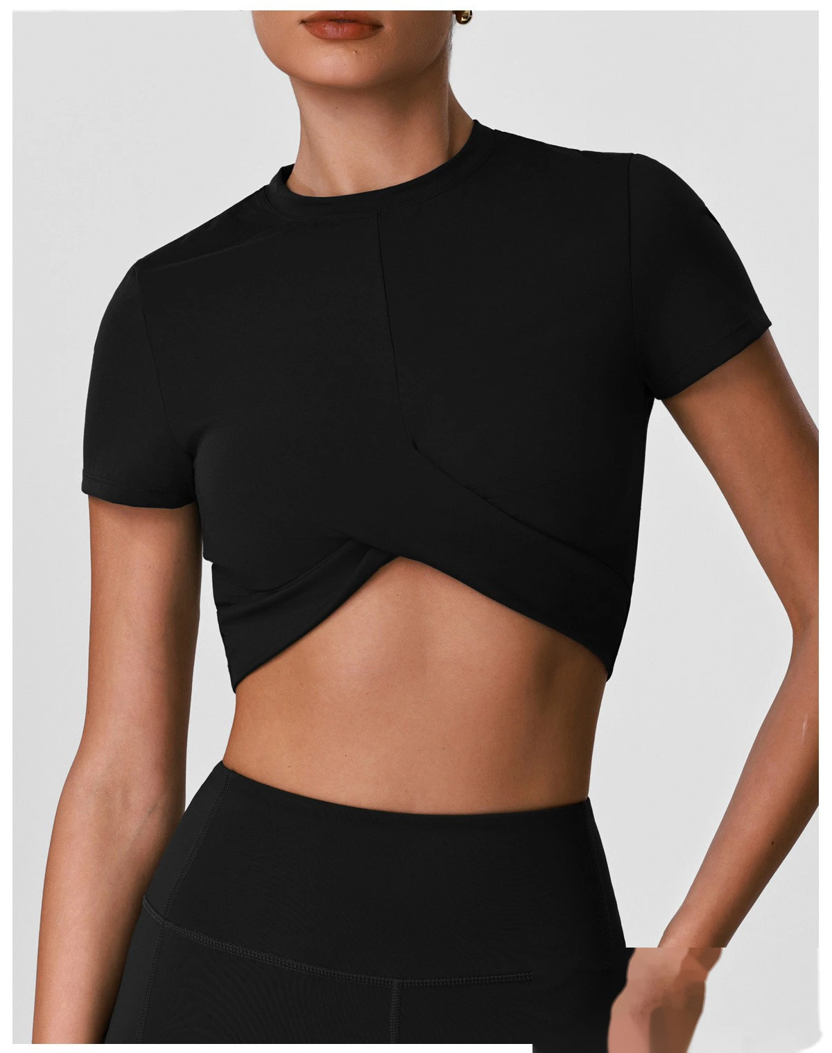 Women's Custom Waist Slimming Slim Fit Sports Fitness Short Sleeve, Casual Short Length Outdoor Yoga Top T-Shirt detail