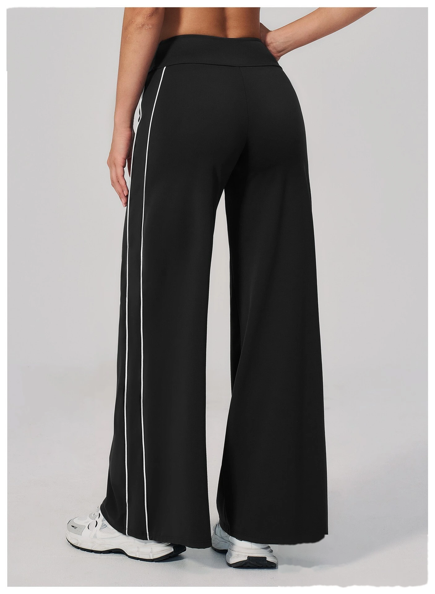 Women Straight Wide Leg Fitness Pants High Elastic Loose Casual Outdoor Sports Daily Trousers detail