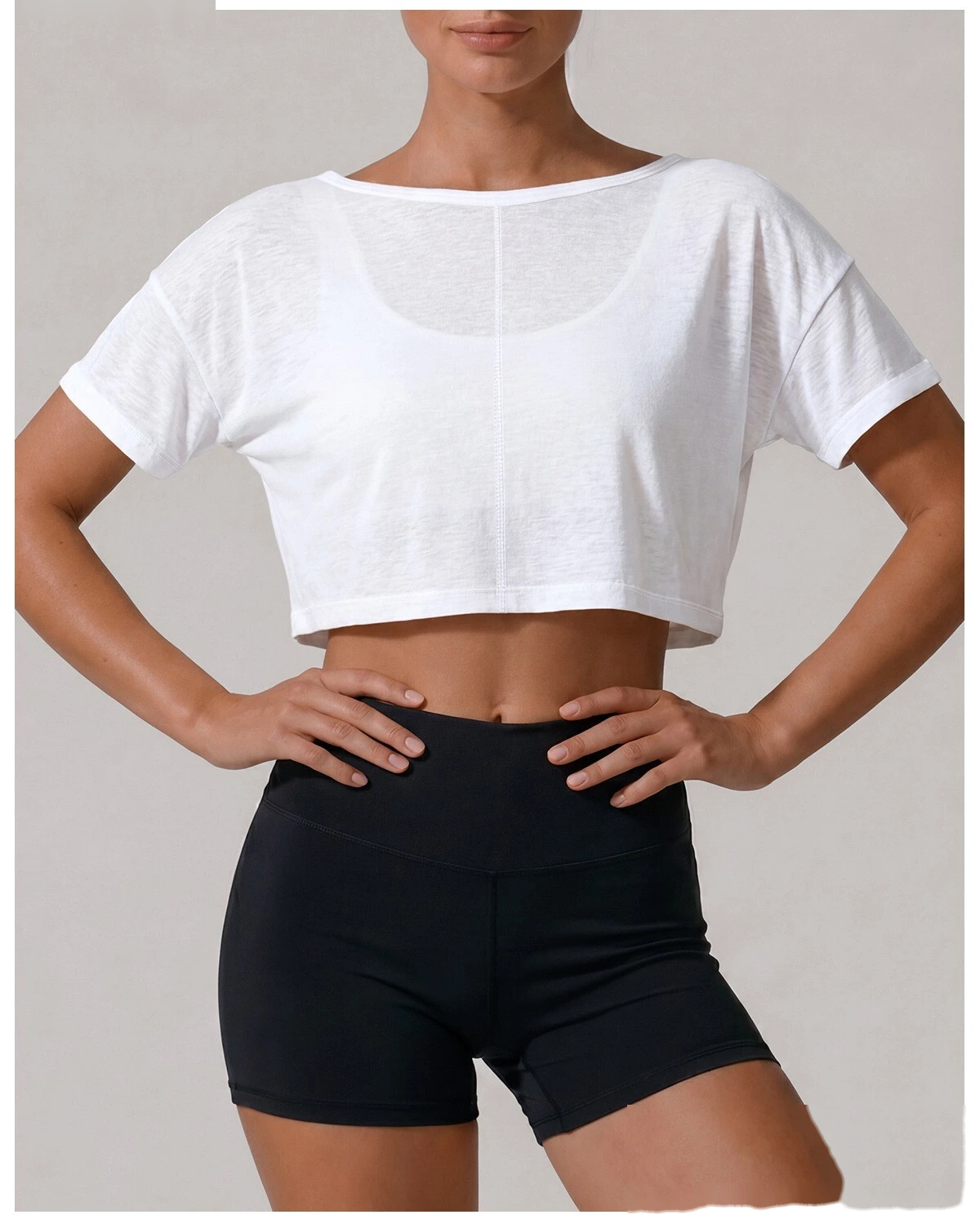 Customize the new summer women's outdoor running T-shirt and quick-drying Pilates fitness yoga short-sleeved shirt. detail