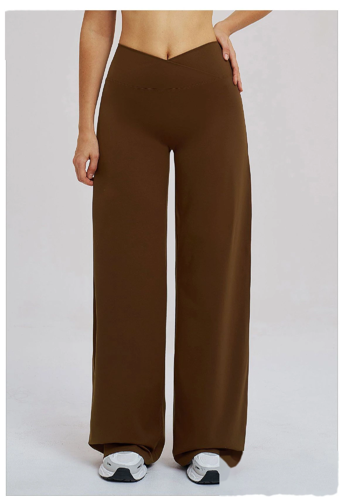 Bulk Custom Legging Lined Wide-Leg Pants - Women's Cross Waist Loose Straight Yoga Gym Activewear detail