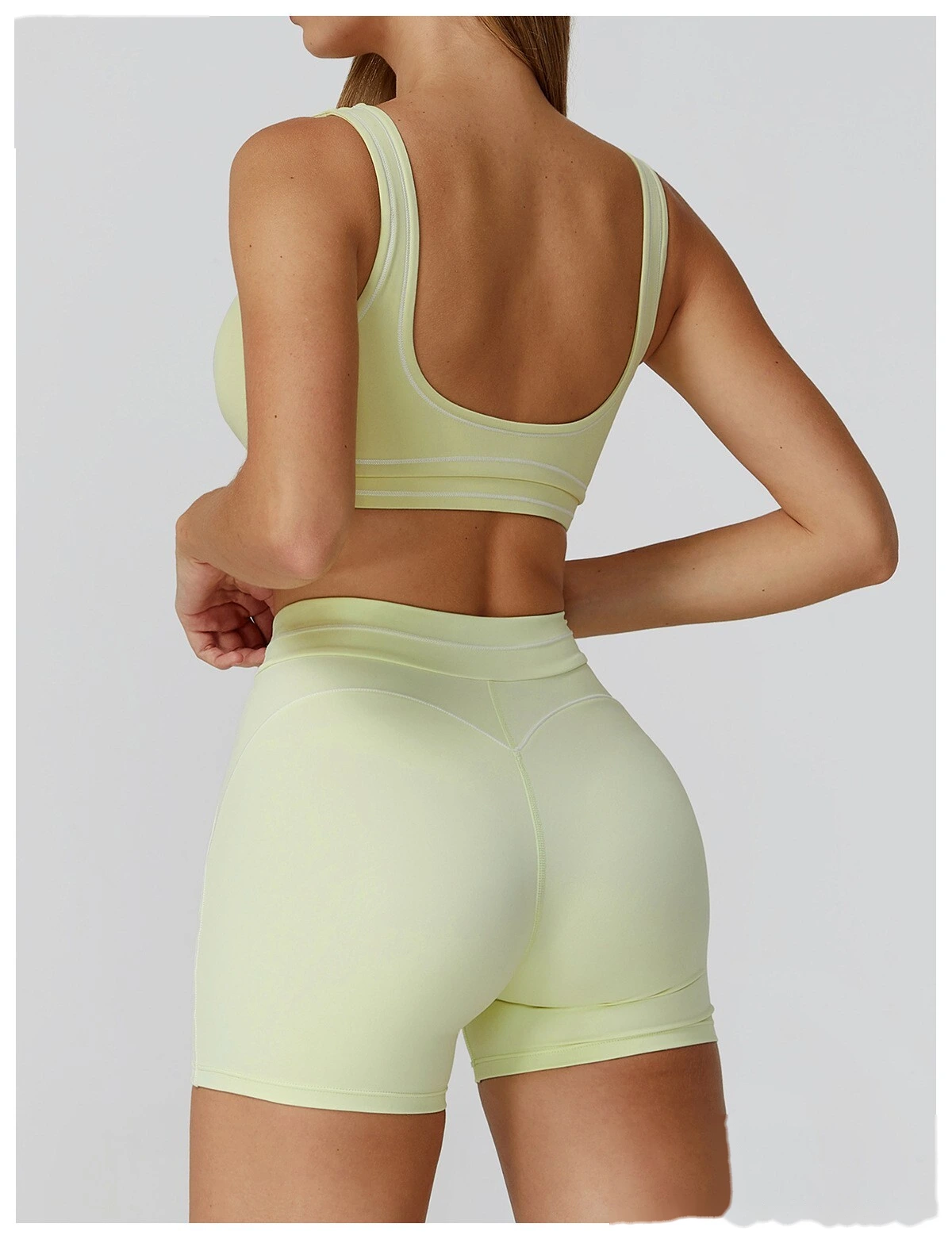Customized contrast sanding yoga bra U-back sports bra running fitness yoga clothes detail