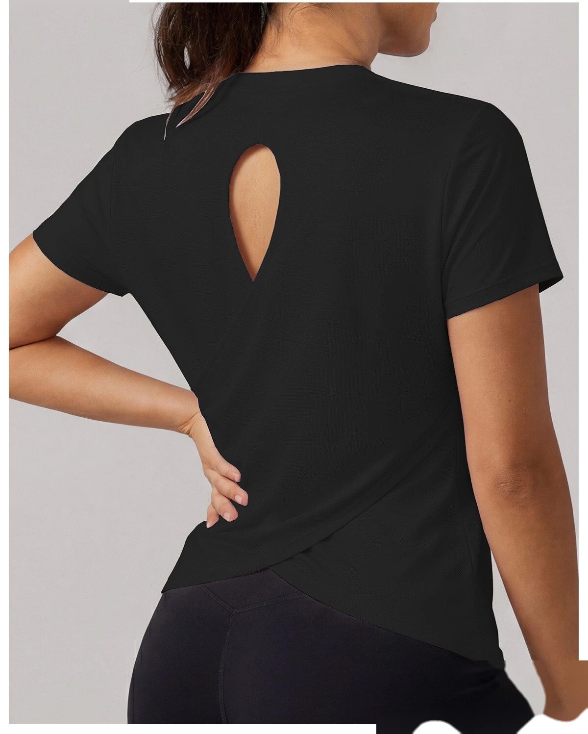 Summer short-sleeved women's new Jacquard running training suit fitness sports shirt T-shirt breathable blouse detail