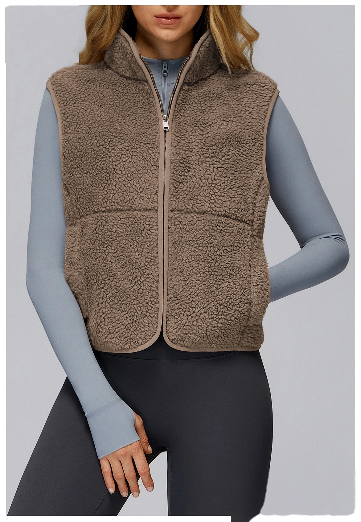 Customized velvet warm sports vest outdoor running fitness sleeveless vest vest detail