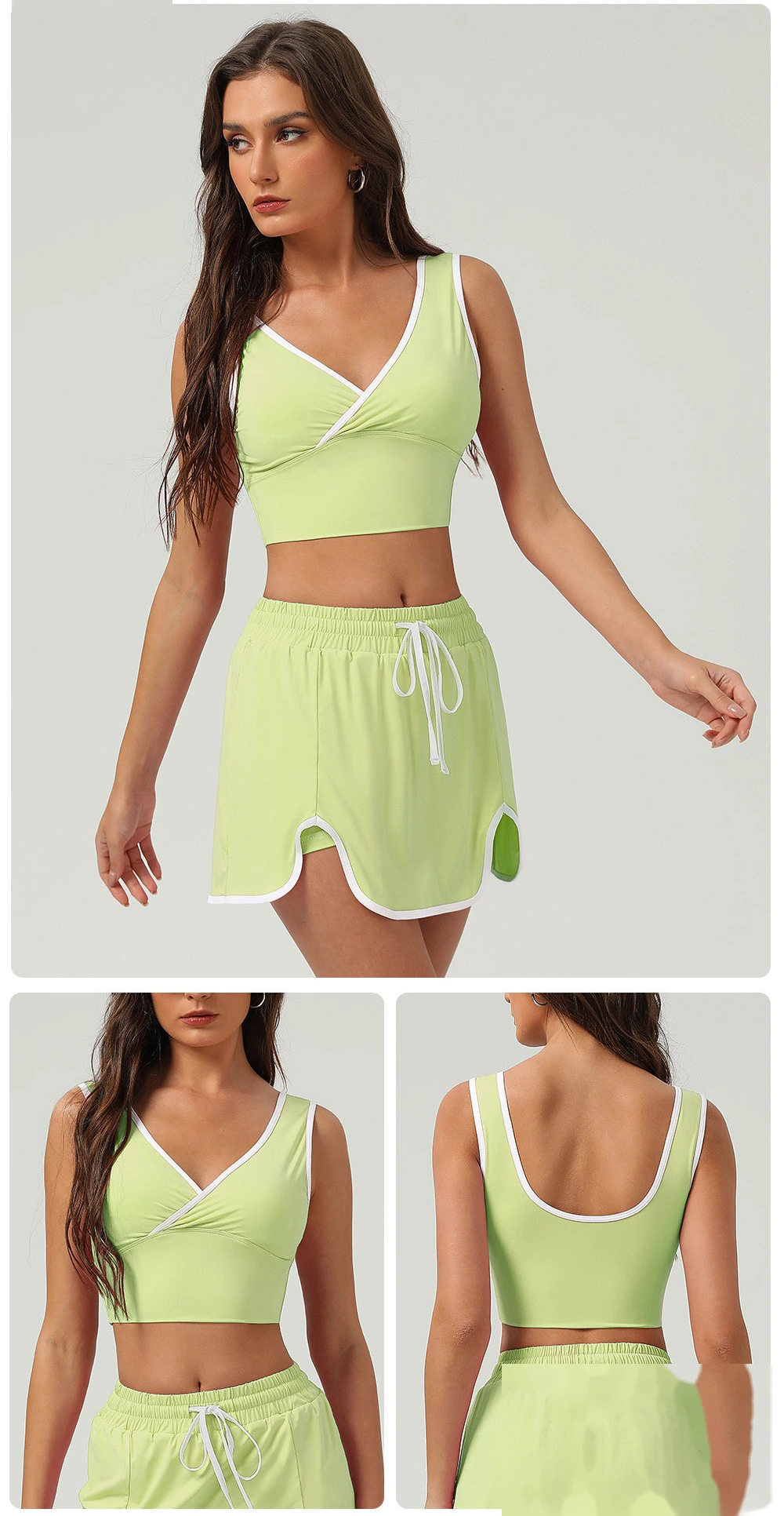 Cool sunscreen sports vest cross V-neck beauty back yoga clothing bra contrast fitness clothing vest detail