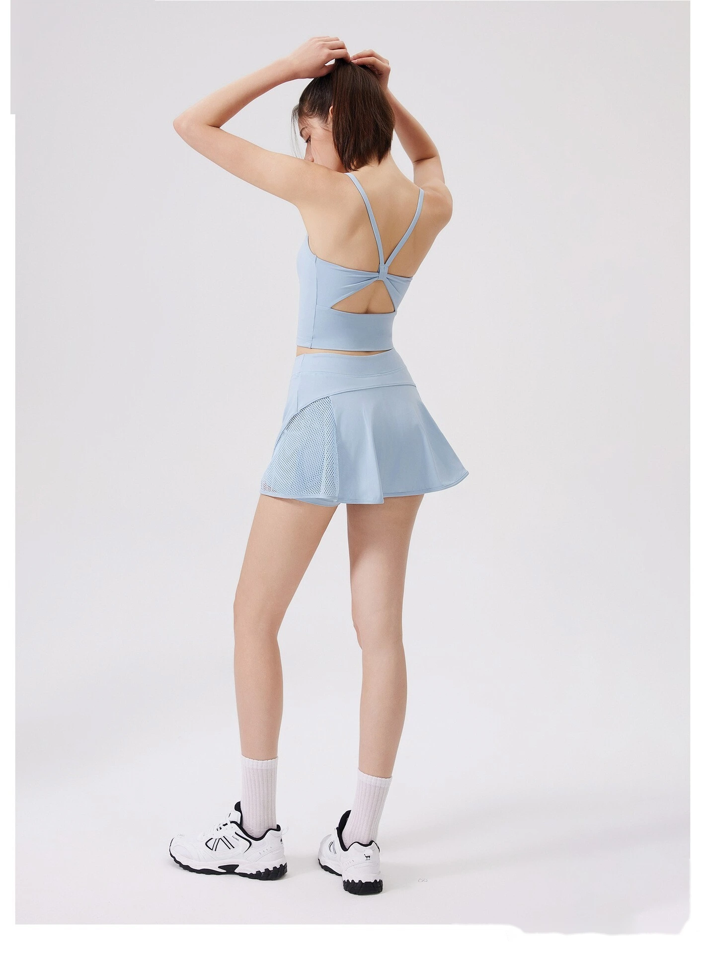 Custom mesh sports skirt nude yoga skirt comfortable anti-exposure skirt pants breathable hollow skirt detail