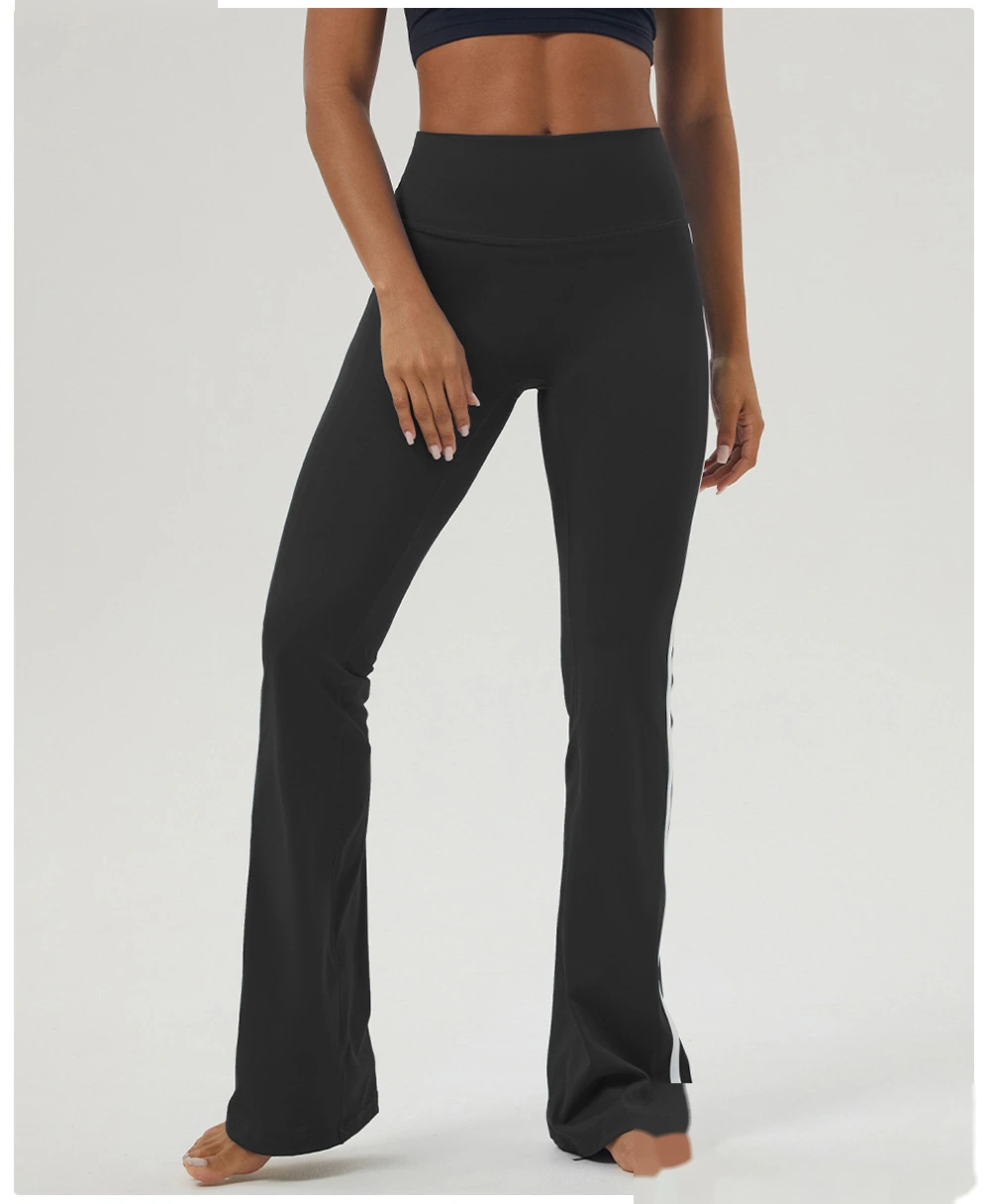 Custom contrast striped yoga bell bottoms hip indoor fitness dance pants sports casual bell bottoms. detail