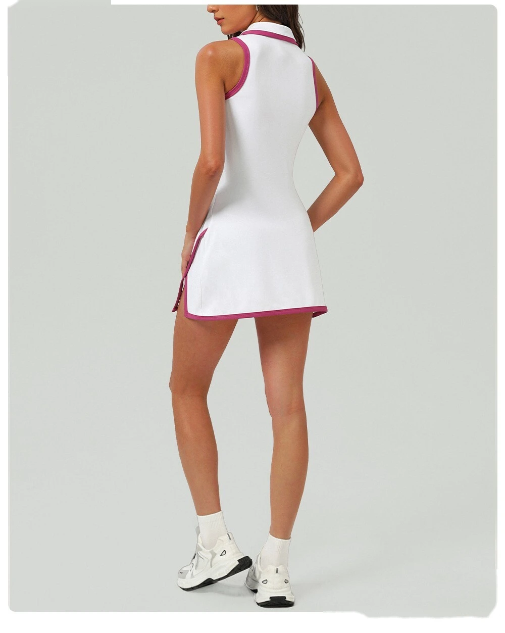 Custom color matching semi-zipper sports one-piece skirt quick-drying sun-proof tennis one-piece skirt detail