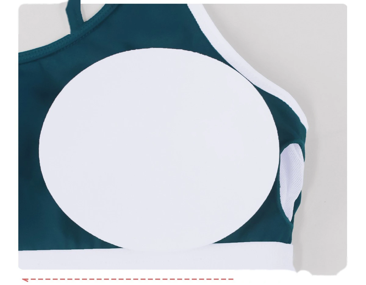Bulk Custom Color Block Fitness Bra - Thin-Strap Shockproof Padded Yoga Tank for Gym Running Workouts detail