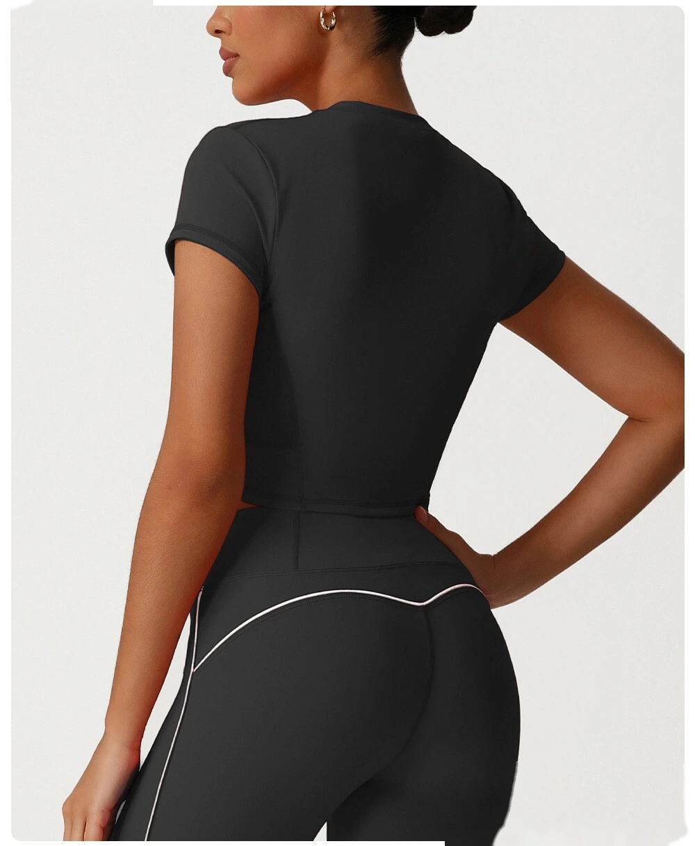 Customized slim quick-drying Pilates short shoulder clothes yoga clothes short sleeve running fitness T-shirt detail