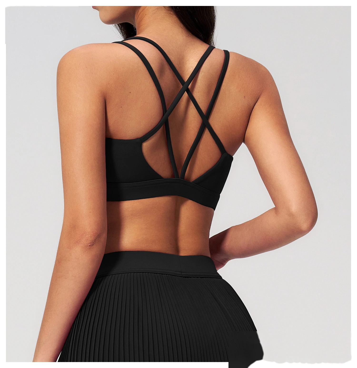 Women's Yoga Outfit Set, Sexy Beauty Back Sports Bra and Quick Dry Fitness Tennis Skirt Workout Suit detail
