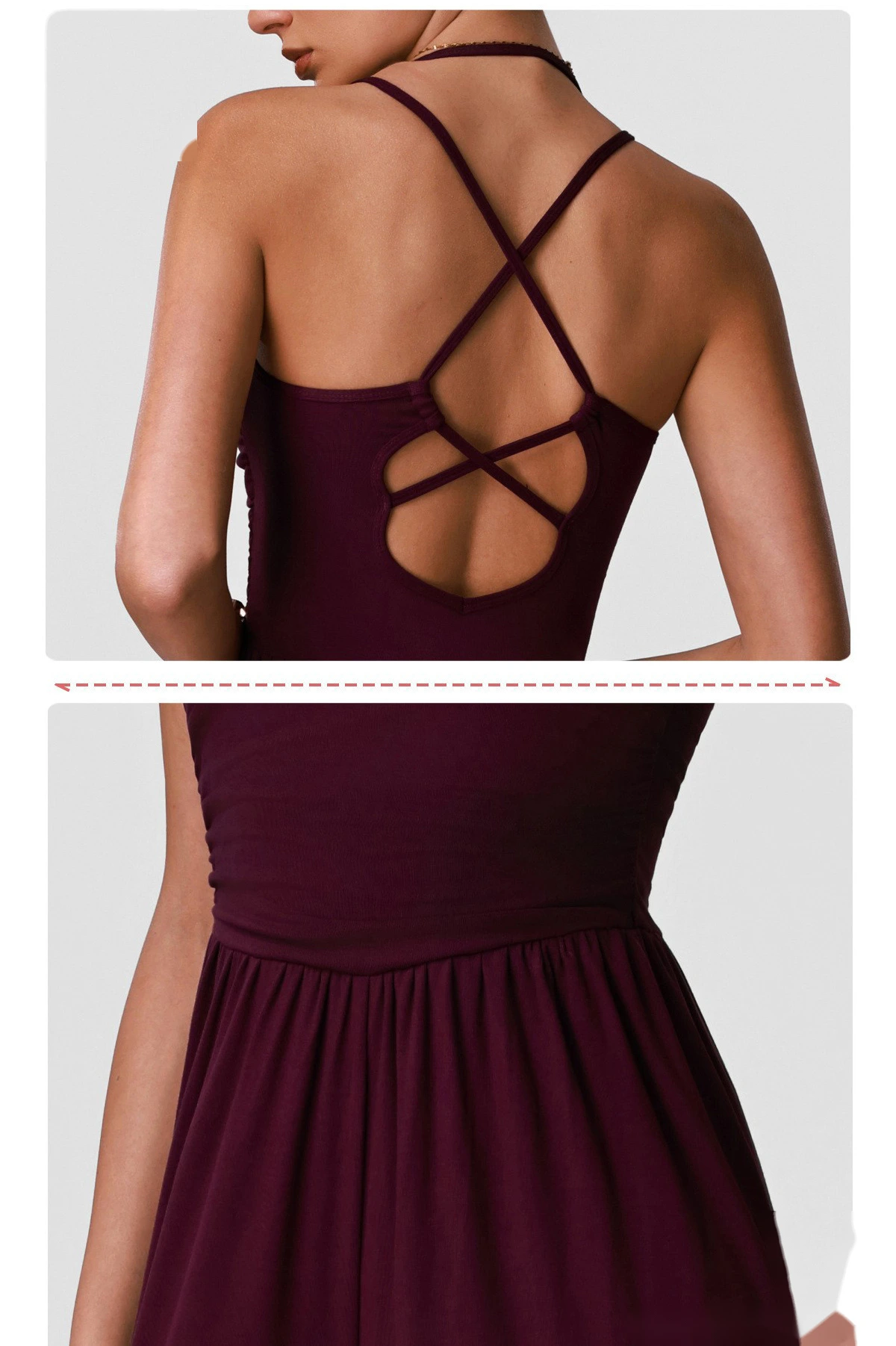 Women’s Halter Hollow Beauty Back Yoga Jumpsuit Casual Wide Leg One Piece Sportswear With Built-in Pads detail