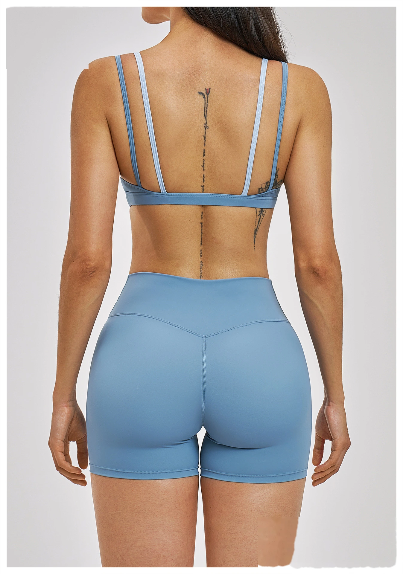 Women’s Fake Two-Piece Yoga Tank Top Set Crisscross Beauty Back Color Block Sports Shorts Active Wear detail