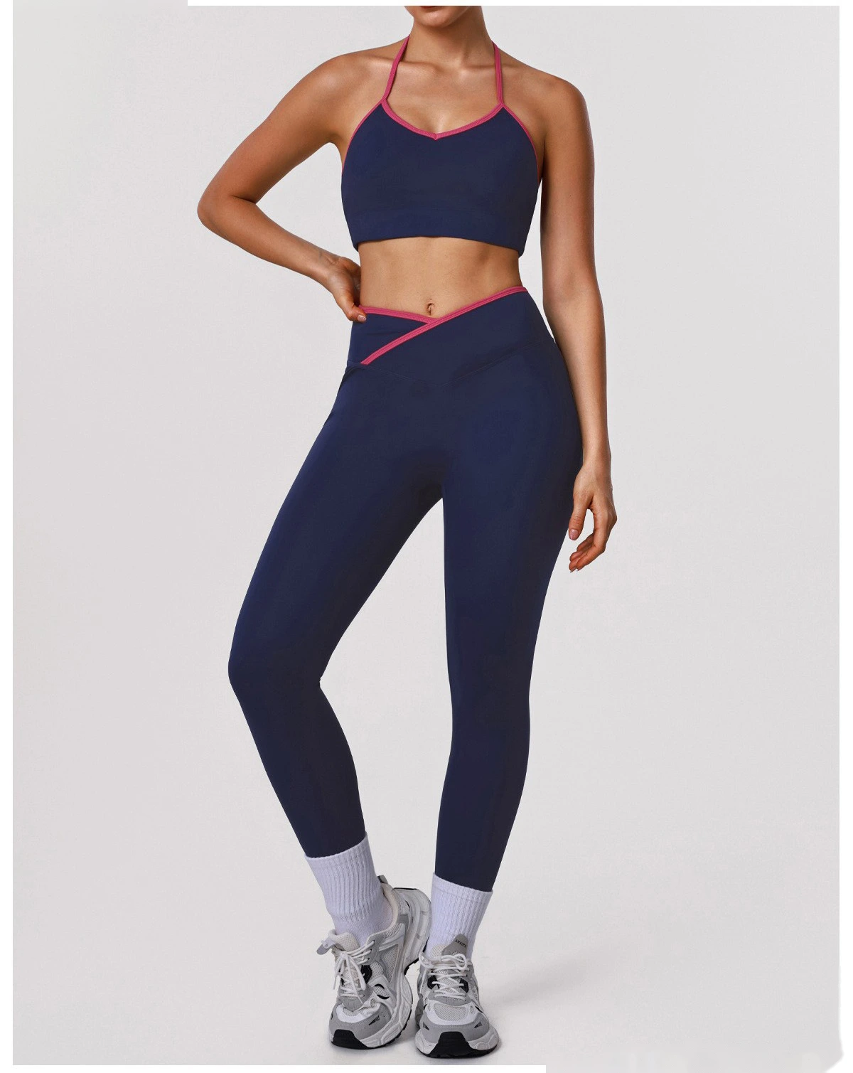 Custom Butt-Lifting High-Waisted Yoga Leggings for Women - Color Block Slim-Fit Tights, Sports Pants for Gym Fitness detail