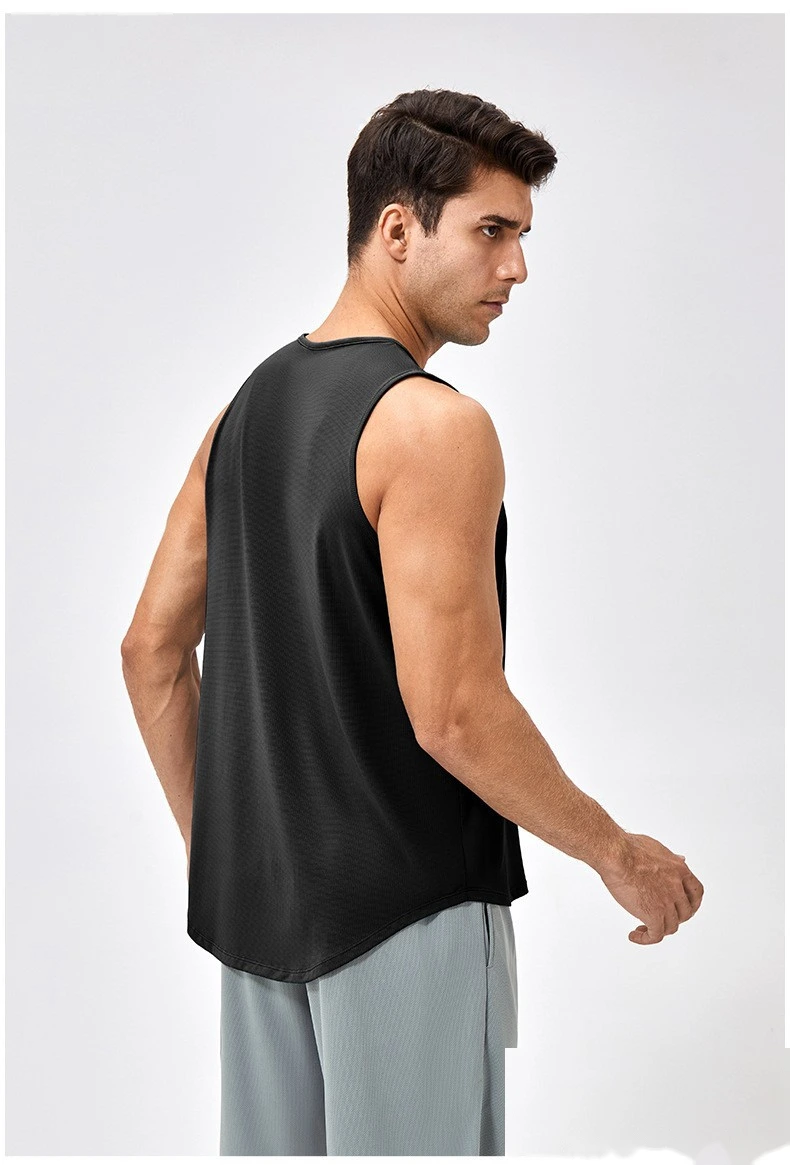 Customized men's breathable and comfortable high-elastic sports fitness vest detail