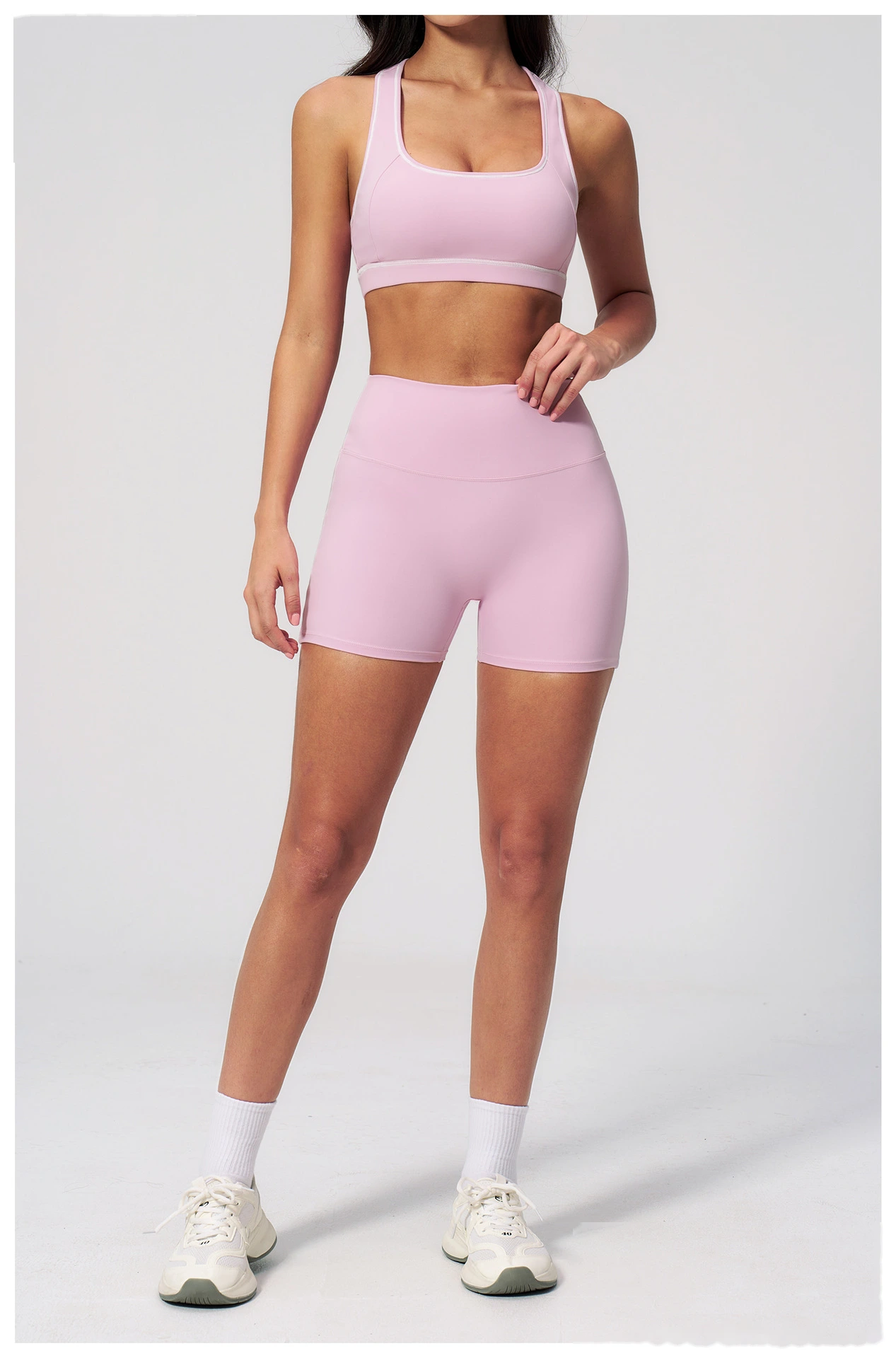 High Waist Peach Hip Naked Feel Yoga Shorts, Elastic Tight Sports Fitness Yoga Short Outfit for Women detail