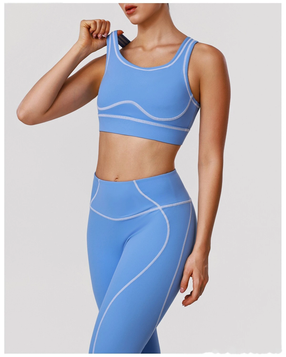 Custom Color Block Yoga Sports Bra - Shockproof Cutout Open Back Padded Workout Tank Top detail